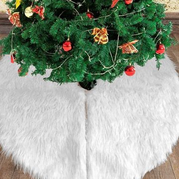 Baumteppich Plüsch Weihnachtsbaum Röcke Weiß Weihnachtsbaumdecke Weihnachtsschmuck Kunstfell Weihnachtsbaumschürze für Weihnachten und Neujahr Party Urlaub Heimdekorationen(122cm)Weihnachtsbaum Decke Christmasbaumdecke, Clanmacy