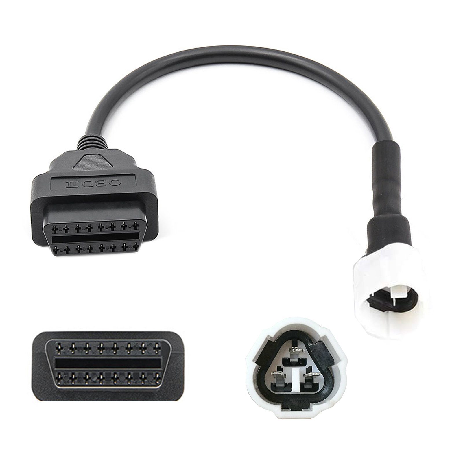 Bolwins F96C 3Pin OBD2 Diagnose Kabel Adapter f Motorrad YAMAHA Fehler löschen Elektro-Kabel, 3-Pin YAMAHA Stecker, OBD2 16-Pin Buchse (30 cm), Adapter von YAMAHA 3-Pin auf OBD2