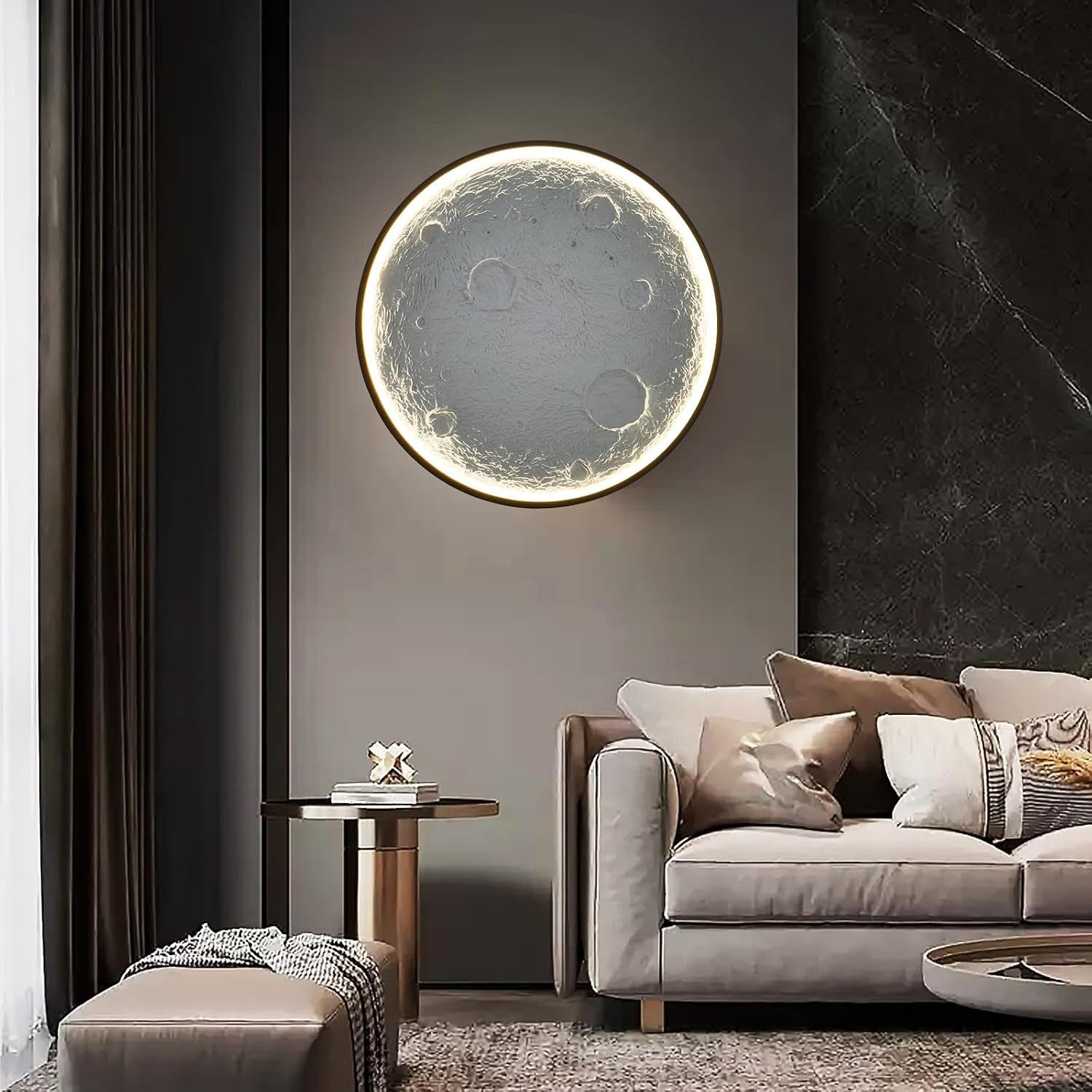RRBEST Wandleuchte Mond Wandlampe, Dimmbar Mondlicht Deckenlampe, 3000K-6500K, mit Fernbedienung, für Schlafzimmer, Kinderzimmer, Flur, Küche