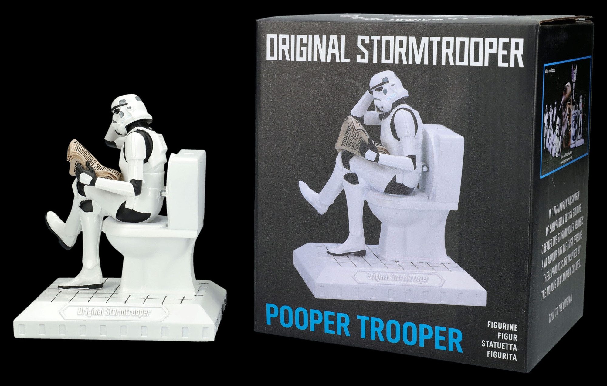 Figuren Shop GmbH Dekofigur Pooper Trooper – Stormtrooper Figur Toilette Deko Sammler 13.5 cm