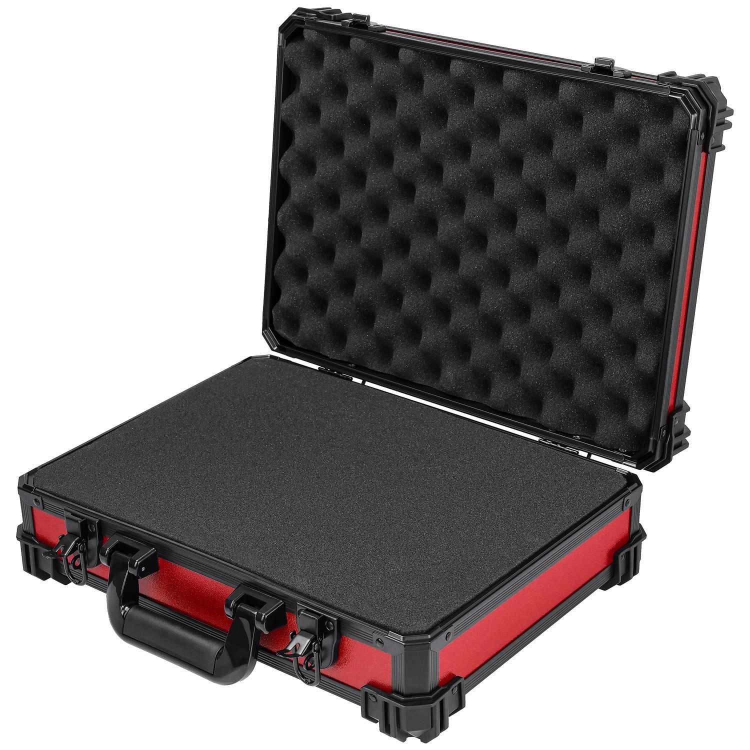 HMF Werkzeugkoffer Transportkoffer mit Noppen- & Rasterschaumstoff, Universalkoffer für, Kamera, Messgeräte & Tabletop-Miniaturen, 39 x 29 x 12 cm, Rot