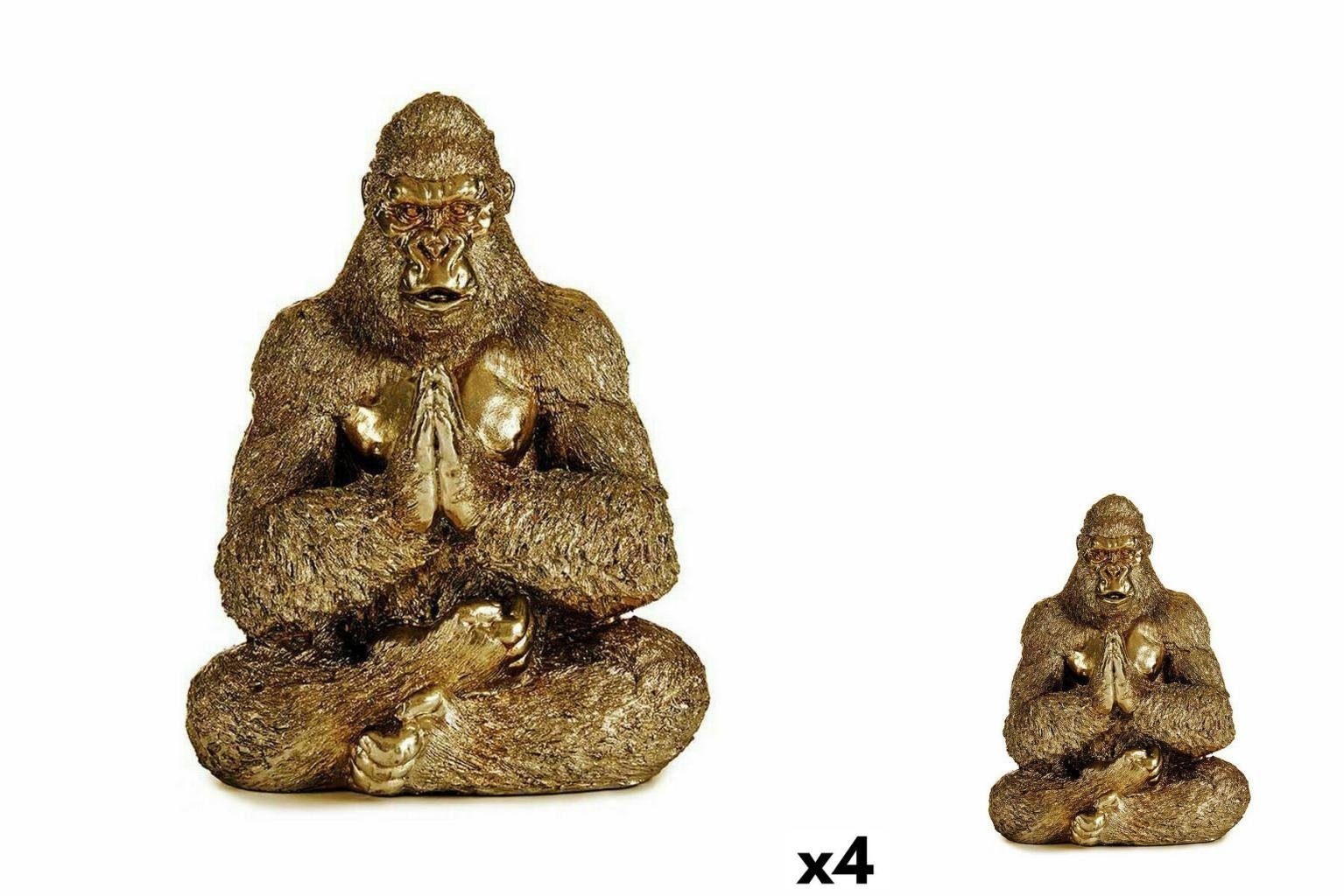 Gift Decor Dekoobjekt Deko-Figur Yoga Gorilla Gold 16 x 27,5 x 22 cm 4 Stück