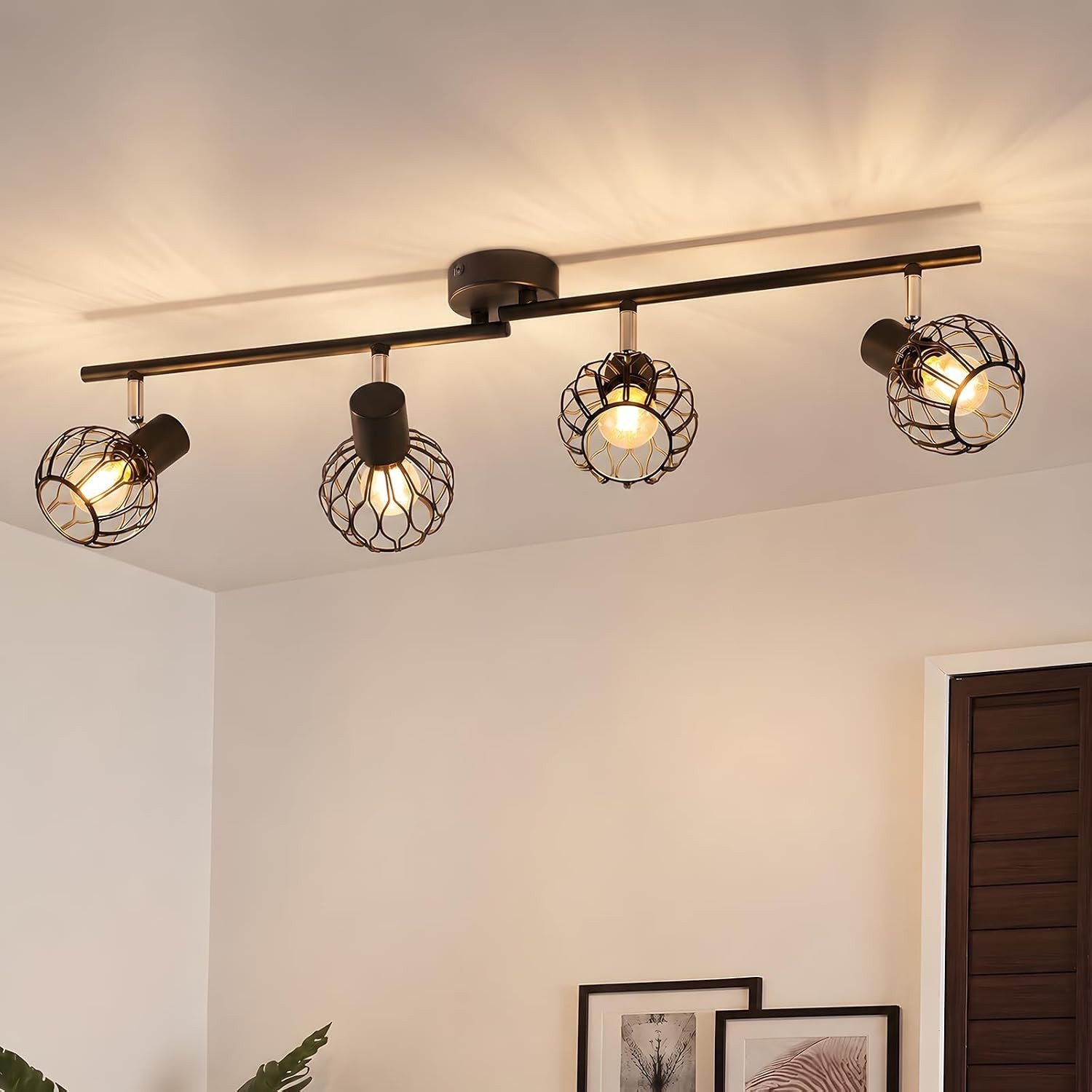 ZMH Deckenstrahler 4 Flammig Deckenlampe E14 Metall 350° Schwenkbar Wohnzimmer, ohne Leuchtmittel, Deckenstrahler, 4-flammig, Metall, E14, 350° schwenkbar, 90° neigbarA