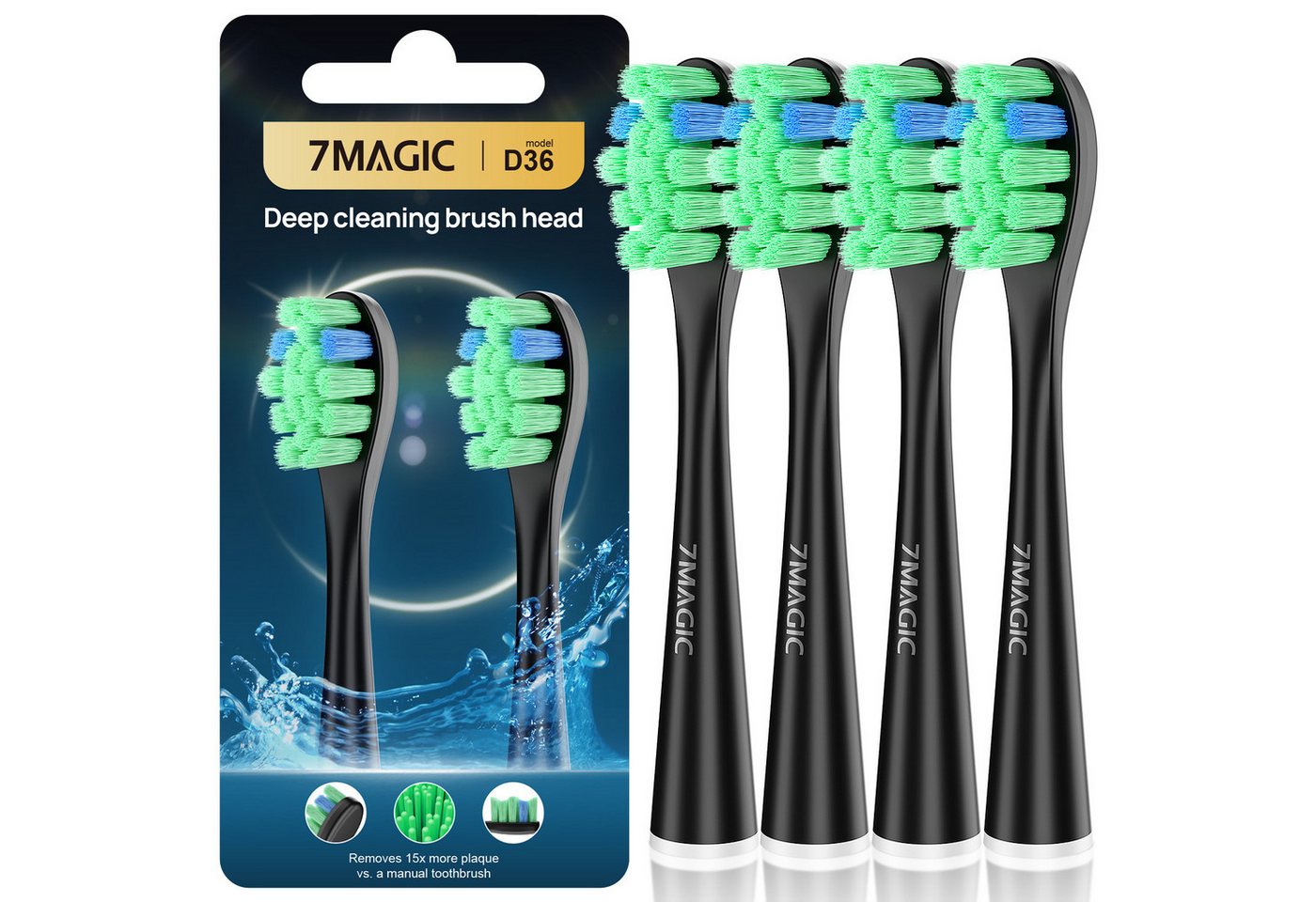 MCURO Aufsteckbürsten D36 Tiefenreinigung Aufsteckbürsten für D36 Elektrischen Zahnbürste, 2er Set, Arbeitet mit Precision Clean, 3D Whitening, Sensitive Clean, U-förmige Borsten, Standardgröße,Ersatzbürsten für tägliche Reinigung