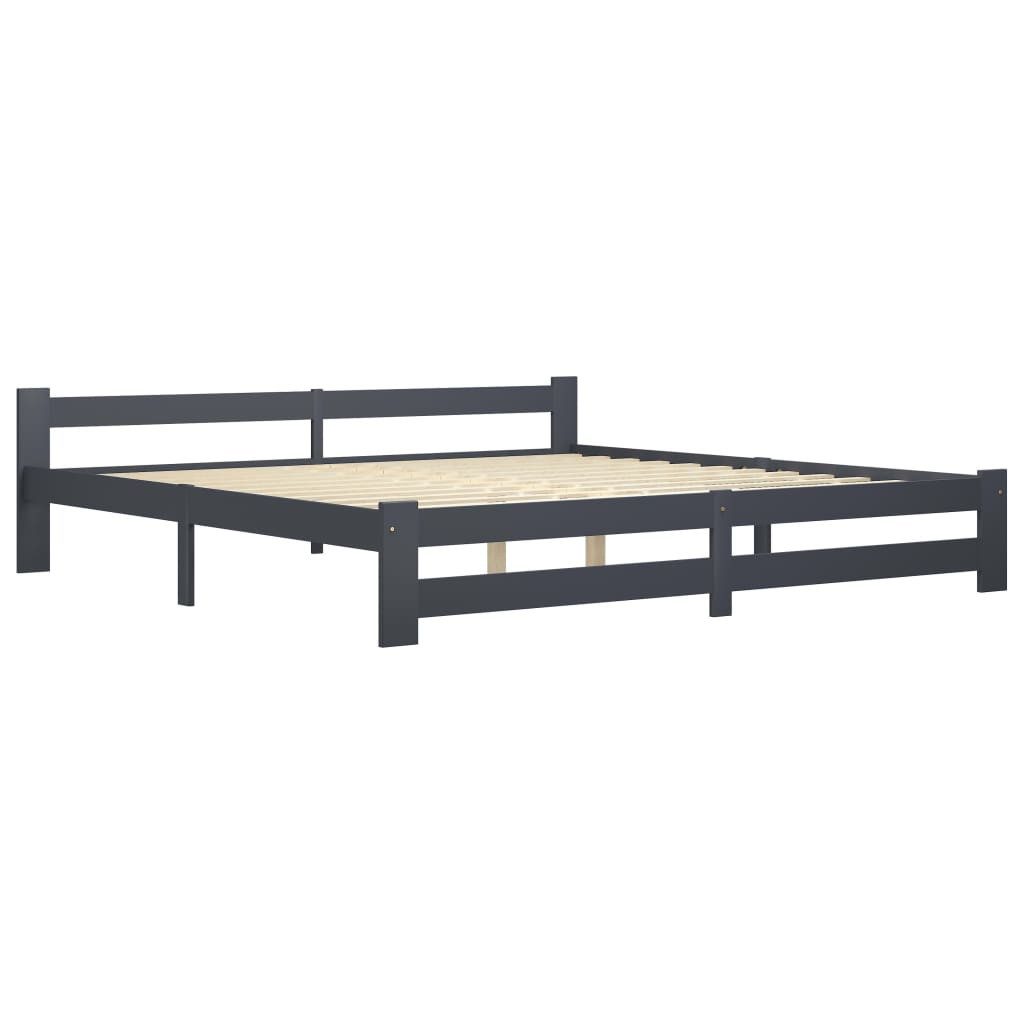 vidaXL Bettgestell 200 x 200 cm Massivholzbett Dunkelgrau Kiefer 200x200 cm Doppelbett Be
