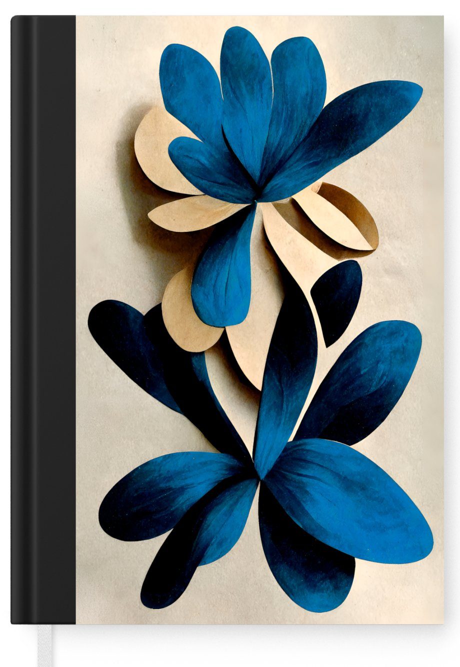 MuchoWow Notizbuch Blätter - Pflanzen A5, Haushaltsbuch - Lilie, - Notizheft, 98 Merkzettel, Journal, Blau Tagebuch, Seiten