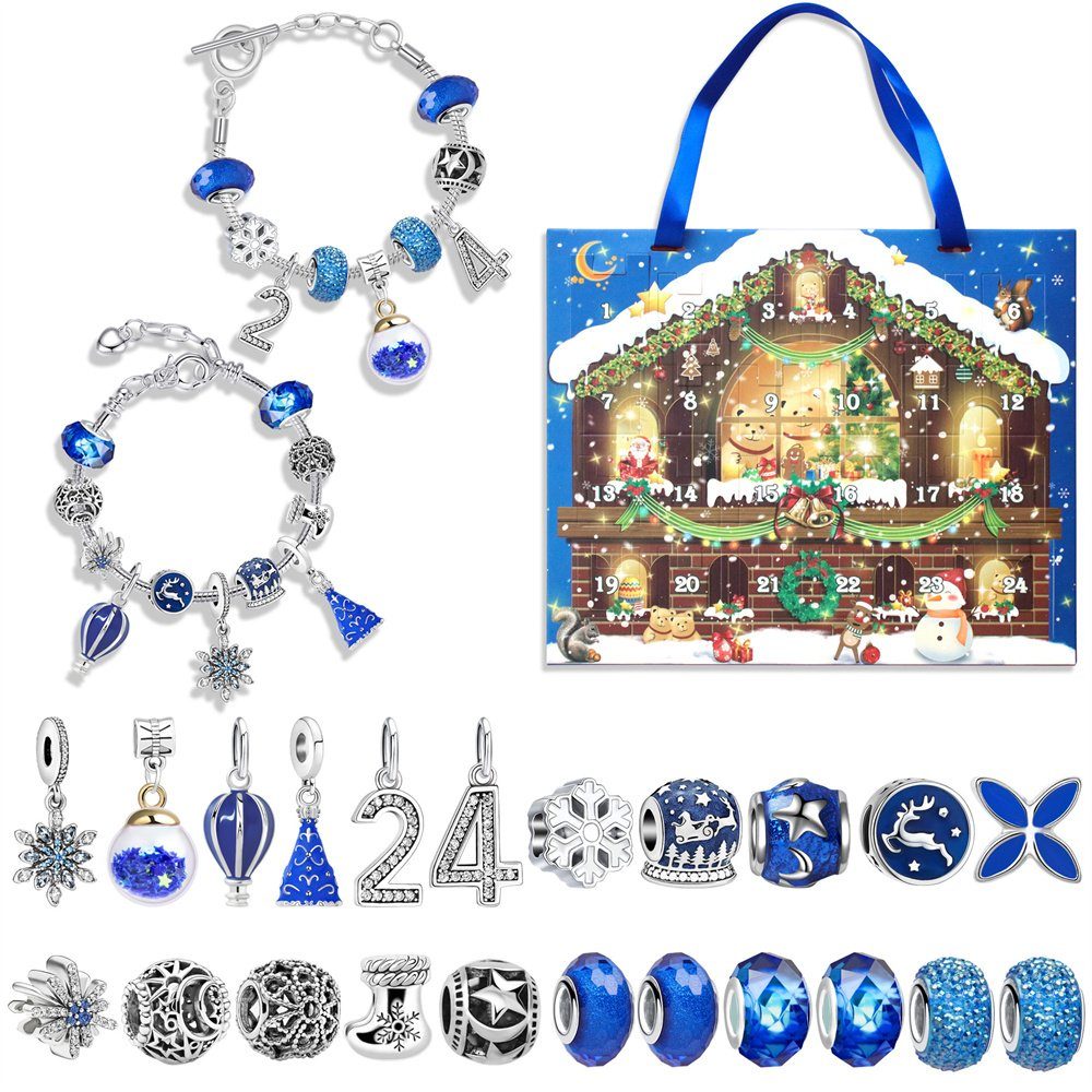 Dekorative Adventskalender 2024 Weihnachts Geschenk, Adventskalender DIY Armband für Kinder (24-tlg), Adventskalender Weihnachten Geschenk für Kinder