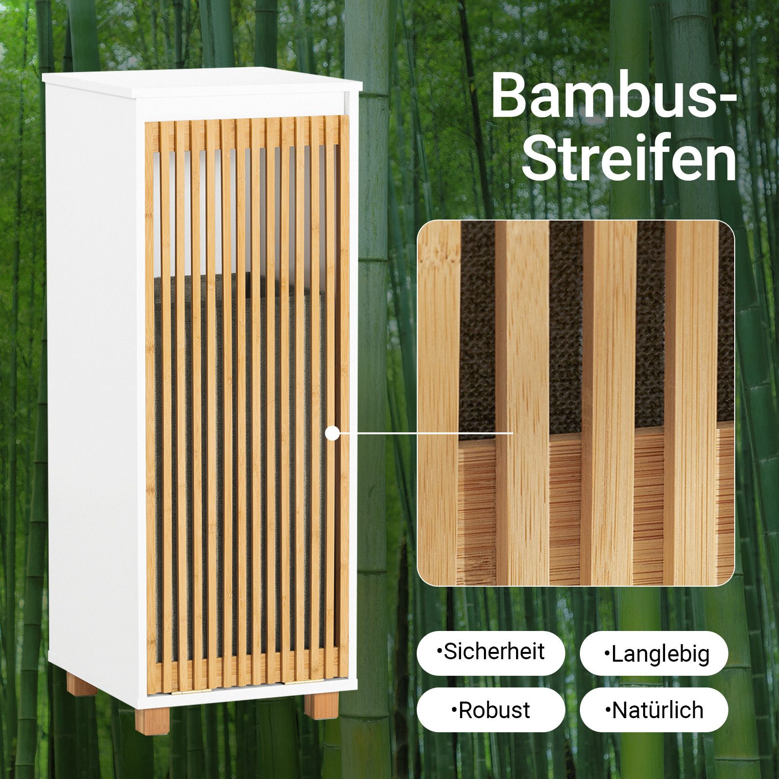 SoBuy Wäscheschrank BZR126, Badezimmerschrank mit Wäschekorb Badmöbel Badezimmer Badschrank mit Wäschesack Wäschetruhe Wäschesammler Wäschekorb – Bild 4 von 5