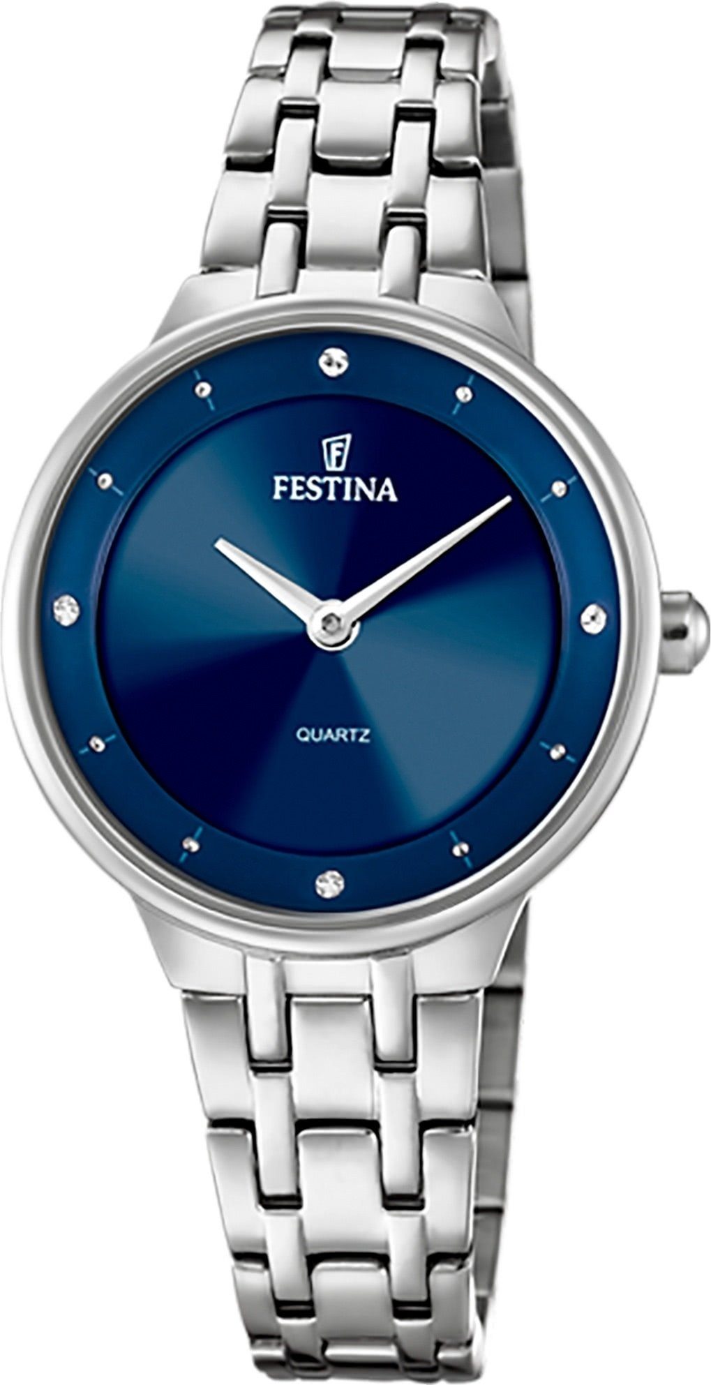 Festina Quarzuhr Festina Damenuhr Mademoiselle, (Analoguhr), Damen Armbanduhr rund, Edelstahlarmband silber, Fashion