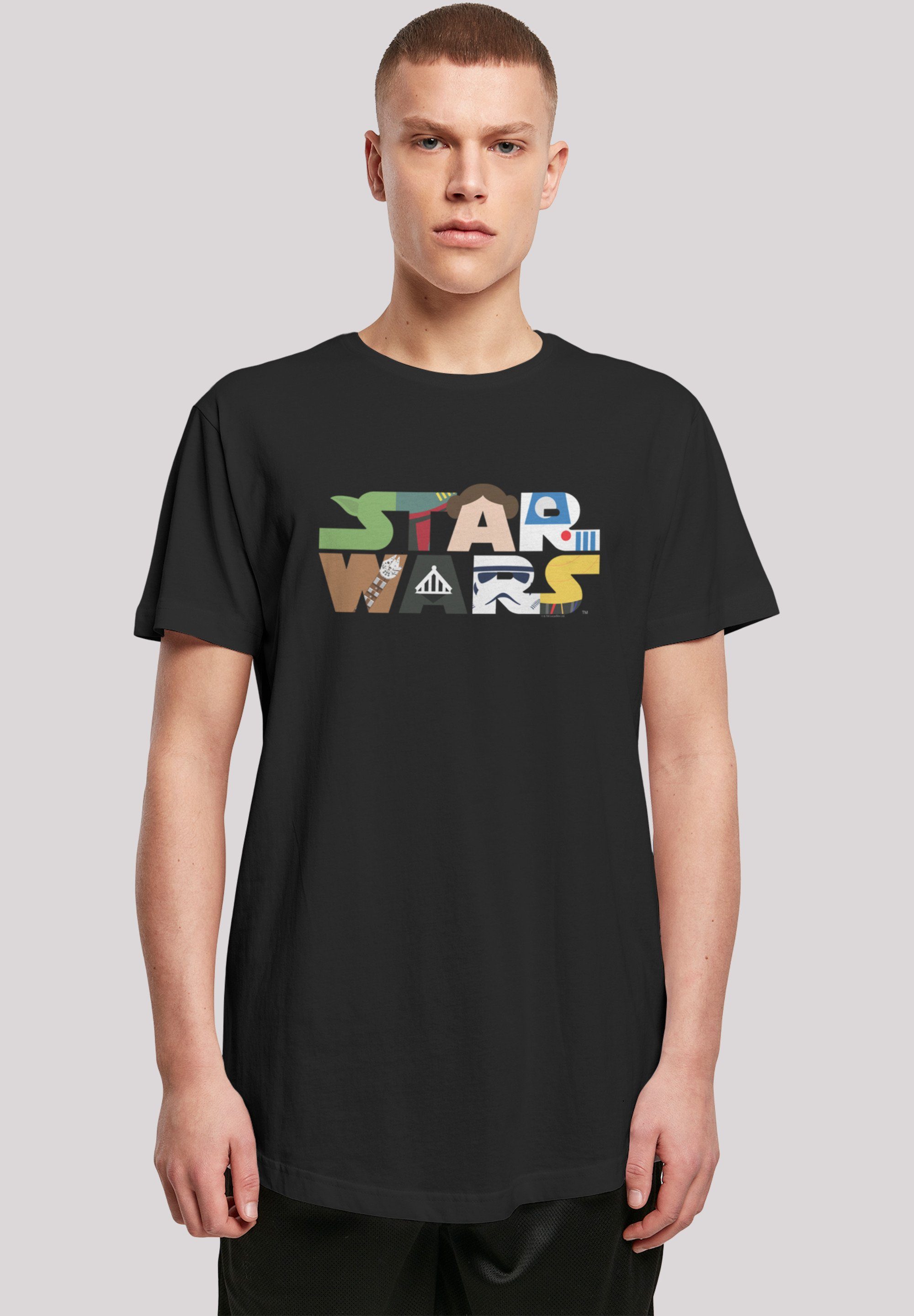 Long Kurzarmshirt Tee (1-tlg) Wars Star F4NT4STIC Logo Shaped with black Herren Character