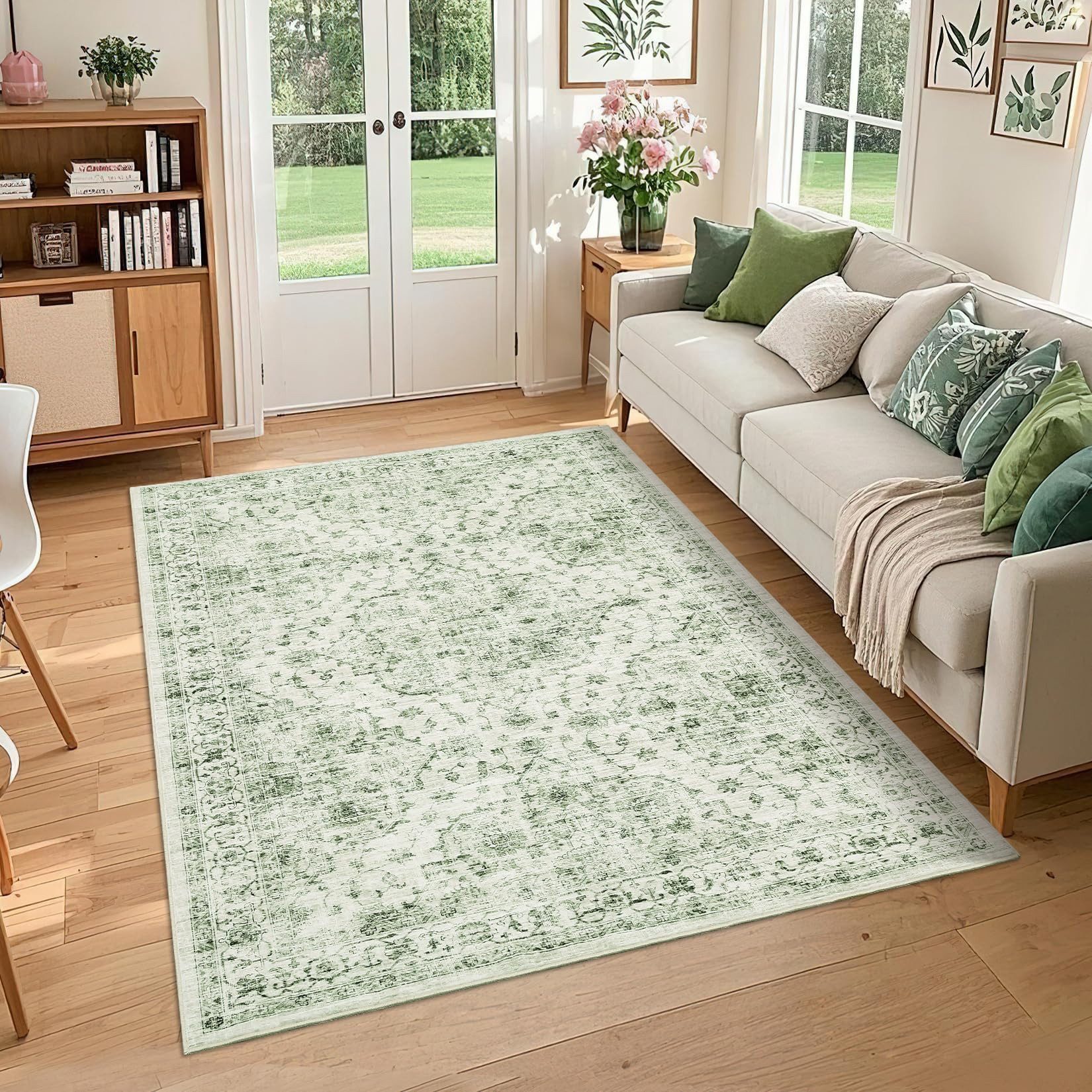 GarveeMore Teppich Faltbarer Boho-Teppich mit Print-Design (Kaschmir-Optik), rechteckig, Höhe: 6 mm, für Wohnzimmer & Schlafzimmer & Flur
