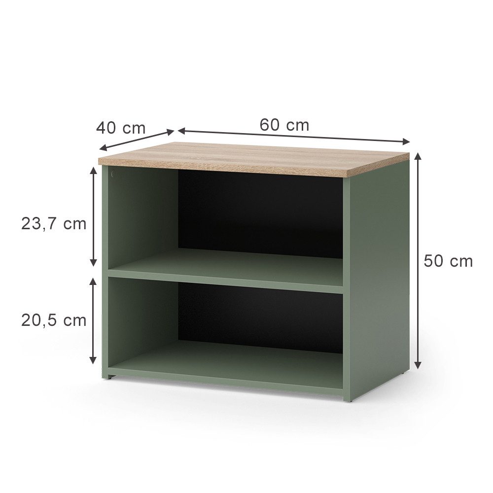 Vicco Lowboard Wido, Grün/Sonoma, 60 x 50 cm mit 2 Fächern günstig online kaufen
