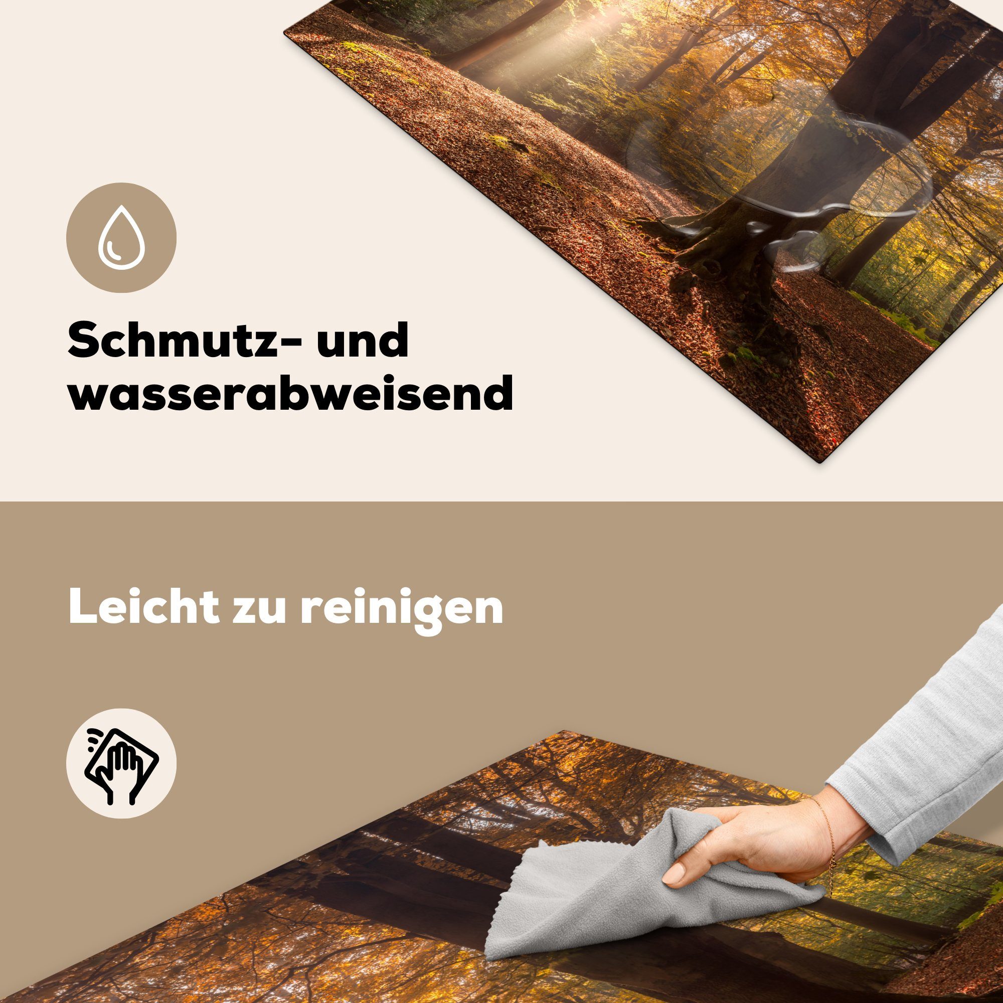 MuchoWow Vinyl, für Ceranfeldabdeckung die 81x52 (1 Herbst cm, tlg), Schutz Wald küche, - Bäume, - Herdblende-/Abdeckplatte Induktionskochfeld