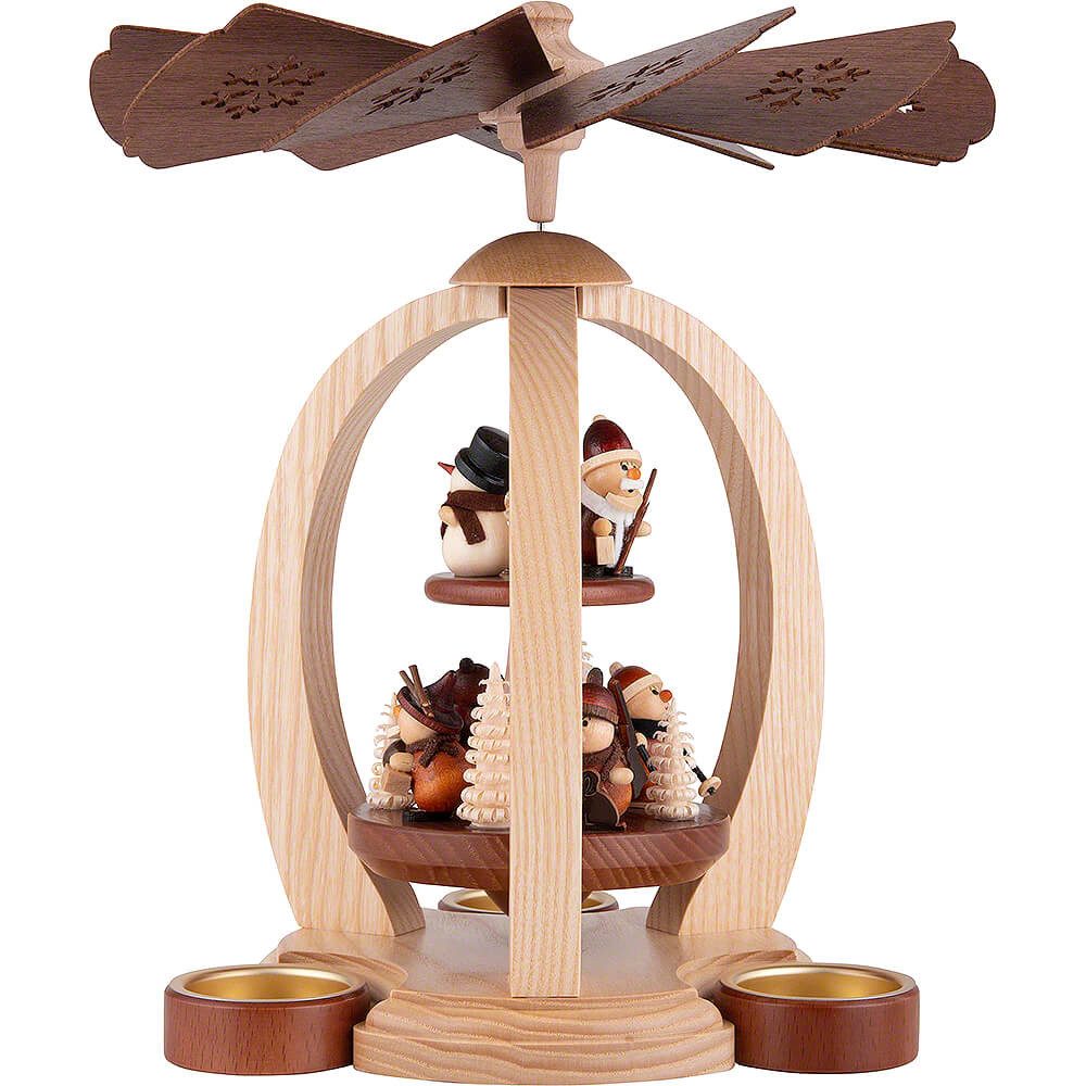 Erzgebirge-Palast Weihnachtspyramide 2-stöckige Pyramide Waldleute zur Weihnachtszeit - Exklusiv (26cm) von