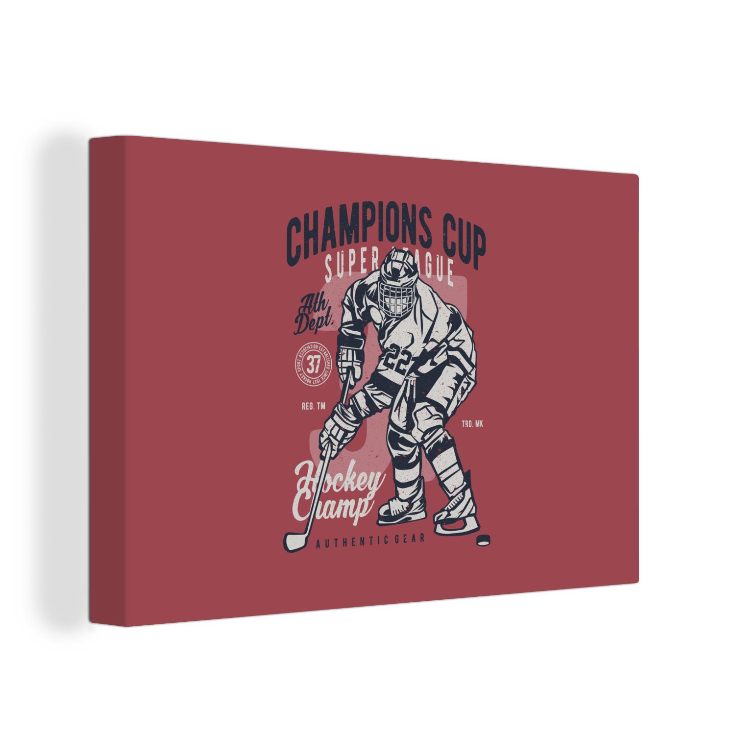 OneMillionCanvasses® Leinwandbild Eishockey-Schlittschuhe cm Aufhängefertig, (1 Vintage, Leinwandbilder, - 30x20 Wandbild Wanddeko, - St), Sport