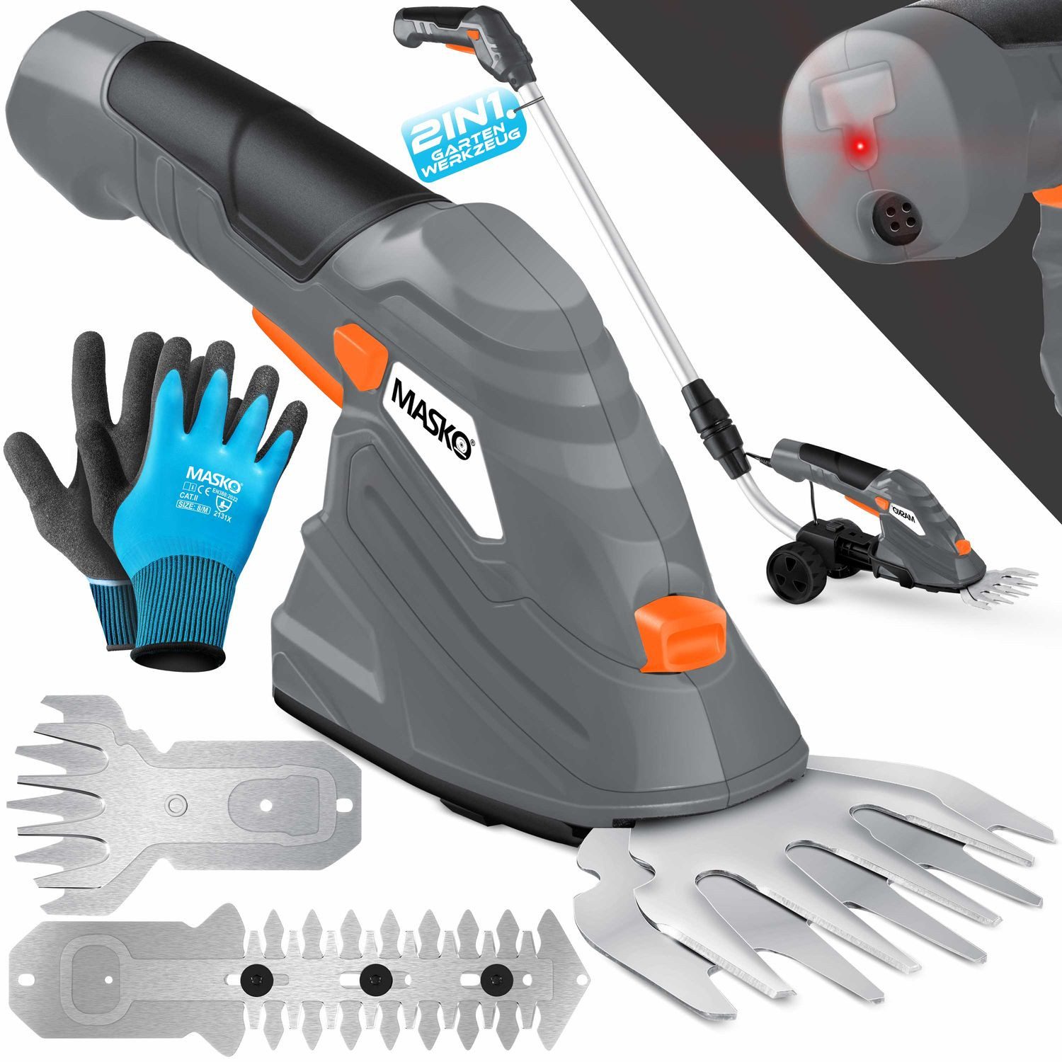 MASKO Akku-Grasschere, (0 St), Grasschere Strauchschere Set mit Akku 7,2V 2000mA/h Ladegerät