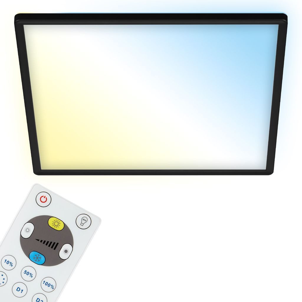 Briloner Leuchten LED Deckenleuchte 7082-015, Dimmfunktion, LED fest integriert, 2700K - Extra-Warmweiß, Deckenlampe, 42x42x2,9cm, Schwarz, 22W, Wohnzimmer, Schlafzimmer