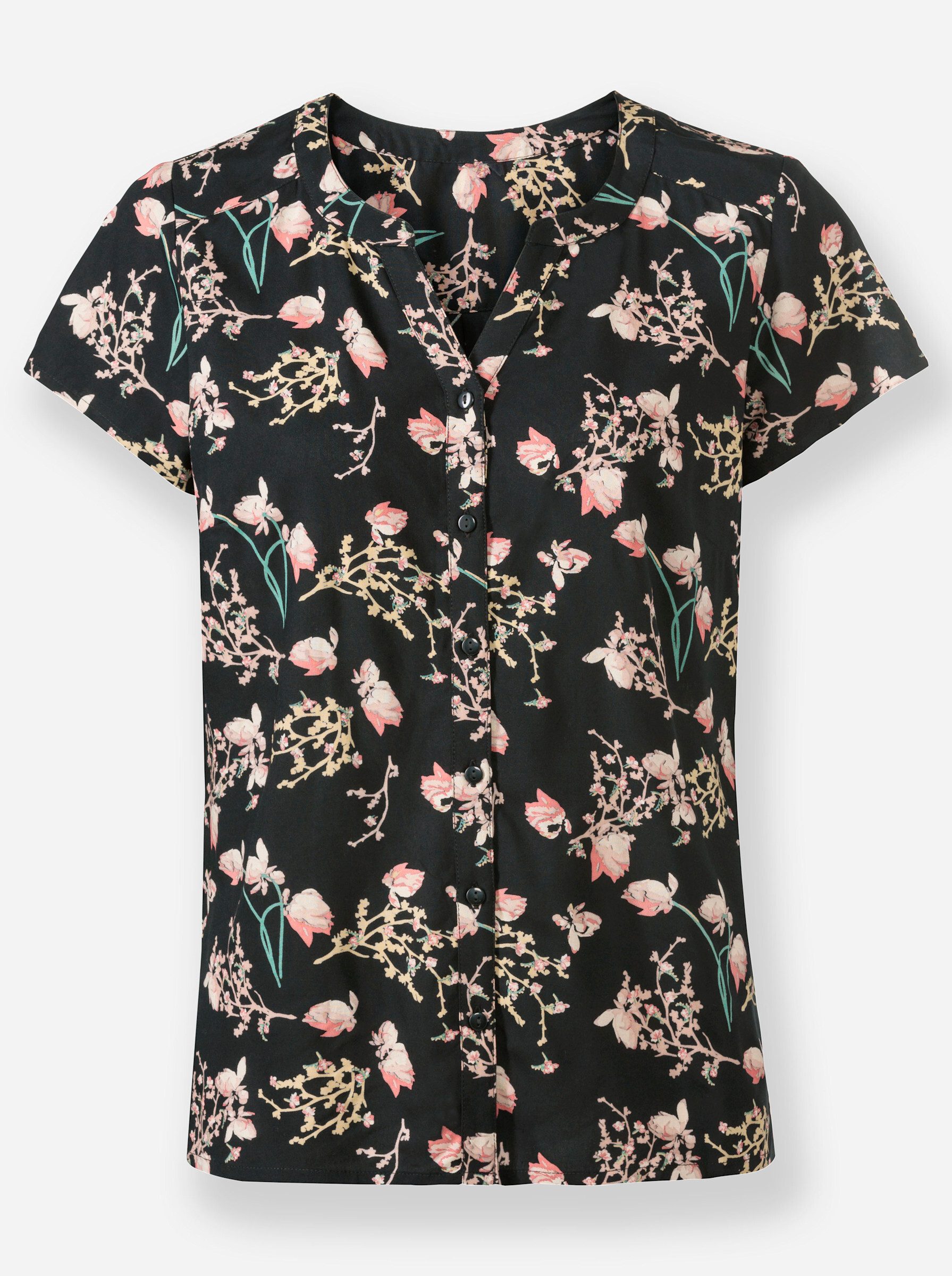 Klassische Bluse Druckbluse Kurzarm