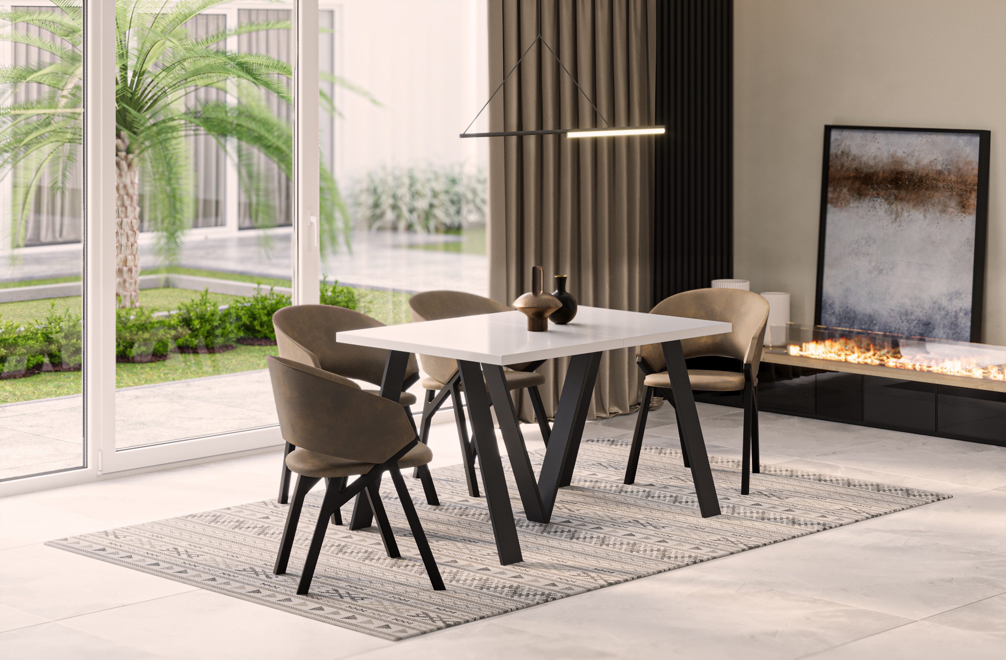 Endo-Moebel Esstisch Lungo XXL 130-405 cm, Metallgestell, ausziehbar, erwei günstig online kaufen