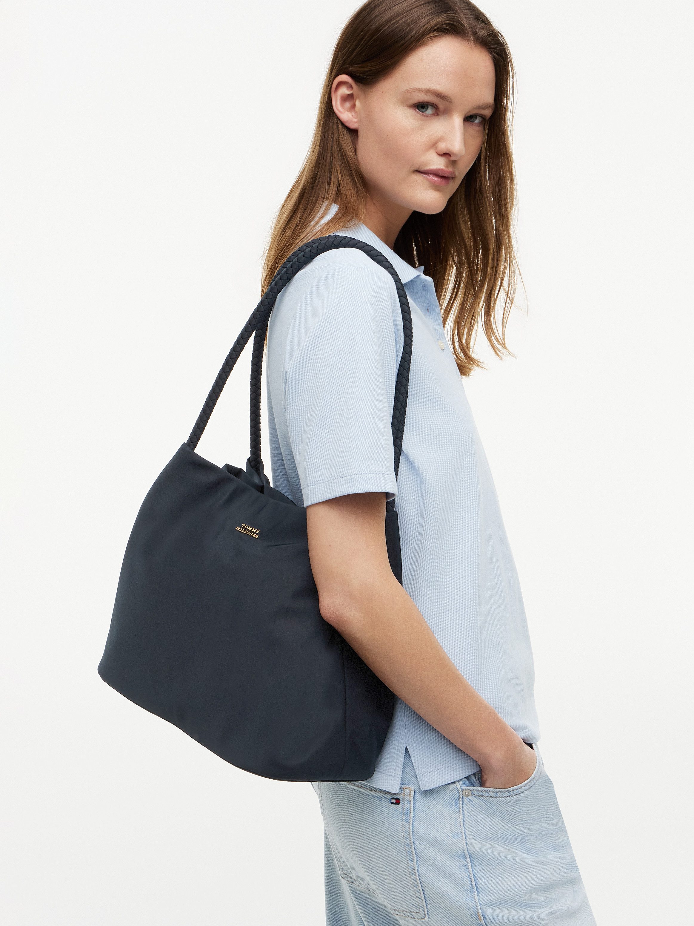 Tommy Hilfiger Tragetasche TH MARINA HOBO/TOTE NYLON, Damen Handtasche, Schultertasche mit doppeltem Tragegriff
