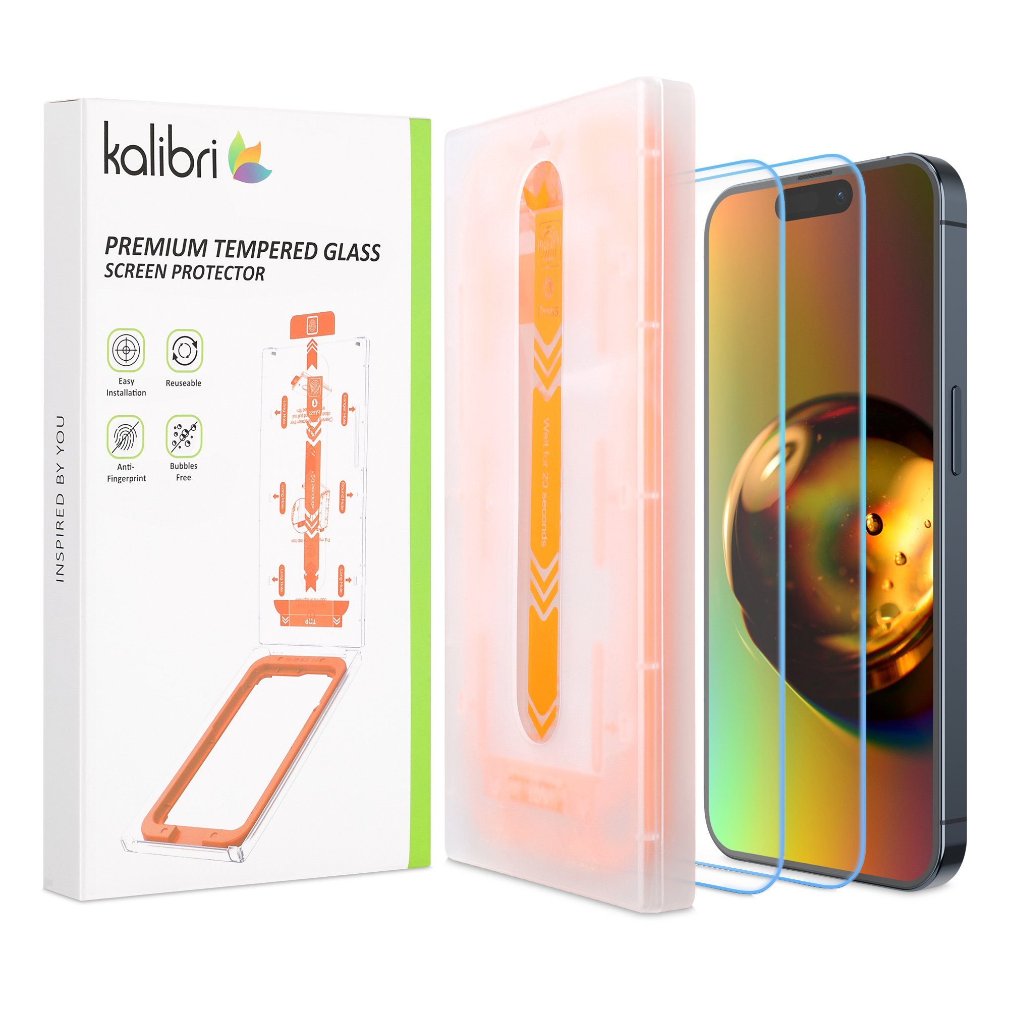 kalibri Displayschutzfolie 2x Folie kompatibel mit iPhone 15 Pro Max, 2 Stück, Glas Handy Schutzfolie Set - Full Display Screen Protector