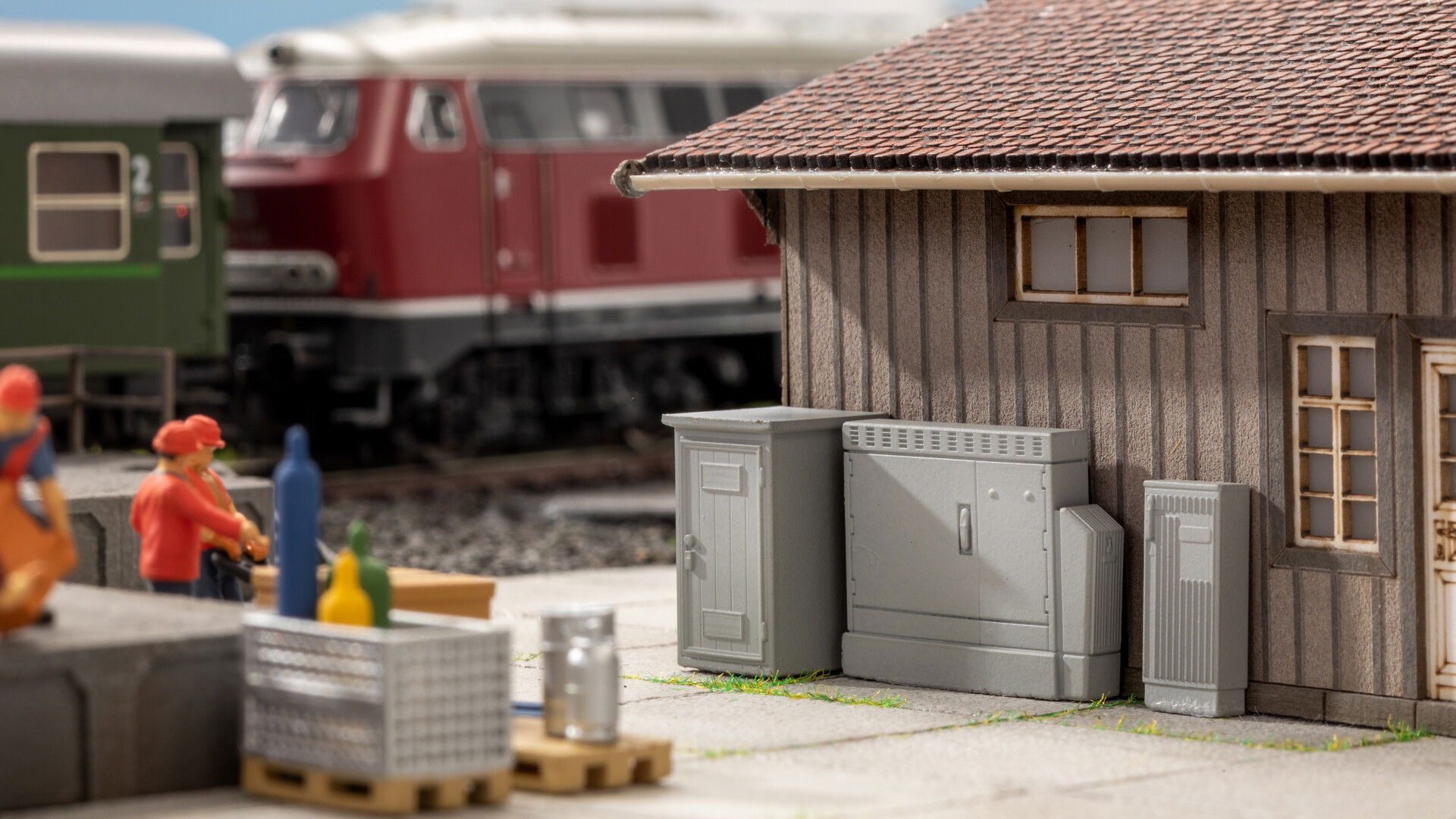 Modelleisenbahn-Gebäude Strom- & Verteilerkästen, Laser-Cut Mini Bausätze