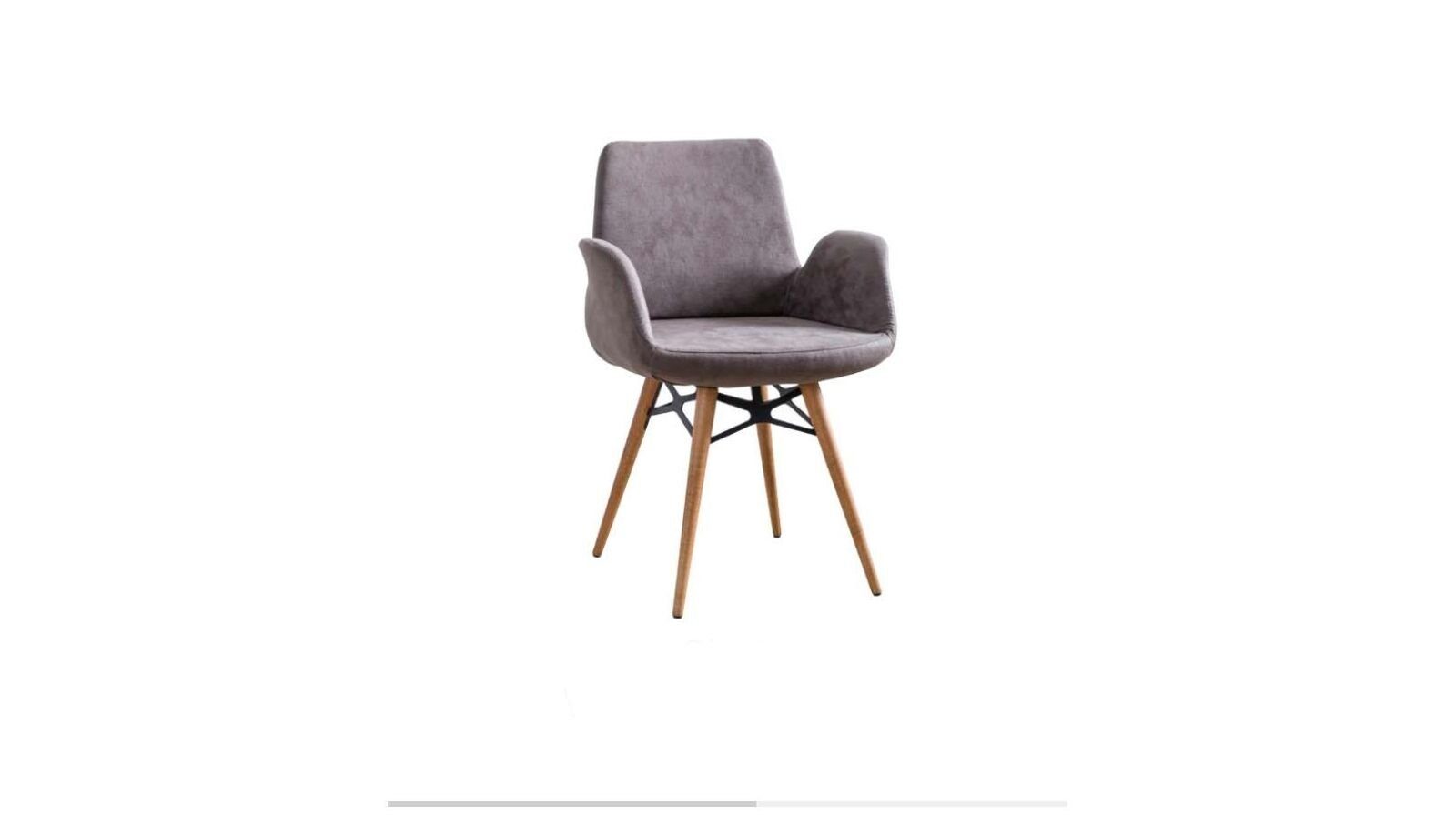 JVmoebel Esszimmerstuhl Esszimmerstuhl Küchenstuhl Gruppe Stühle mit Armlehnen 4tlg Grau Stoff (4 St), Made in Europa
