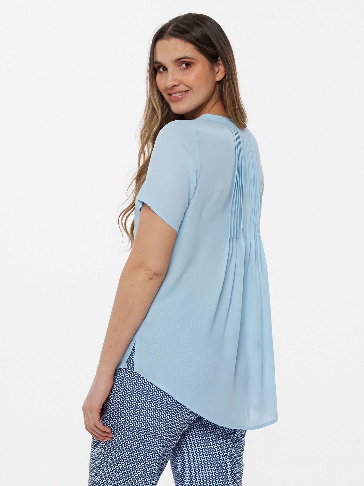 MIALUSSO Chiffonbluse Kurzarmshirt mit Biesen mit Biesen günstig online kaufen
