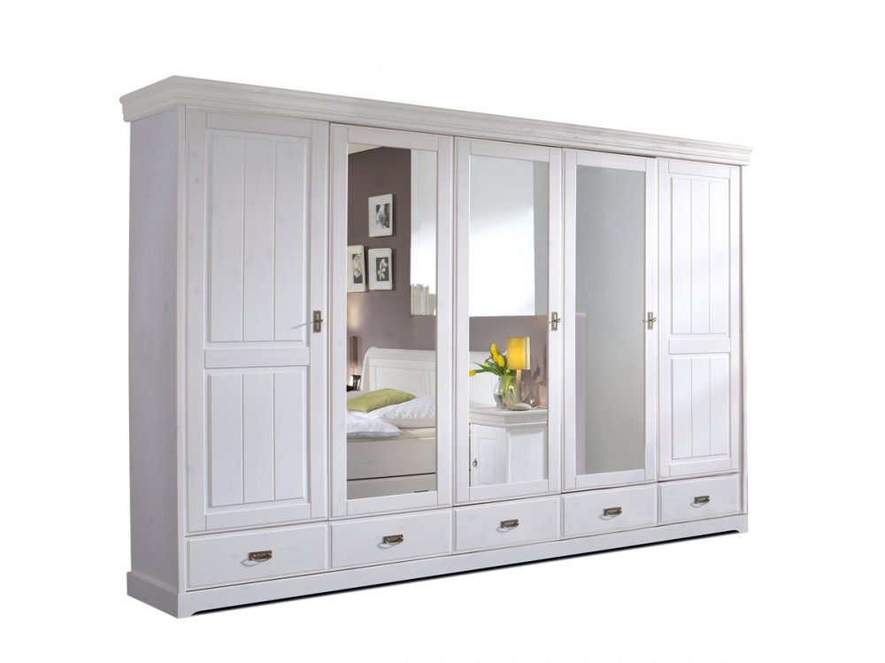 Moebel-Eins Kleiderschrank ROMAN Kleiderschrank / Drehtürenschrank, Material Massivholz, Kiefer
