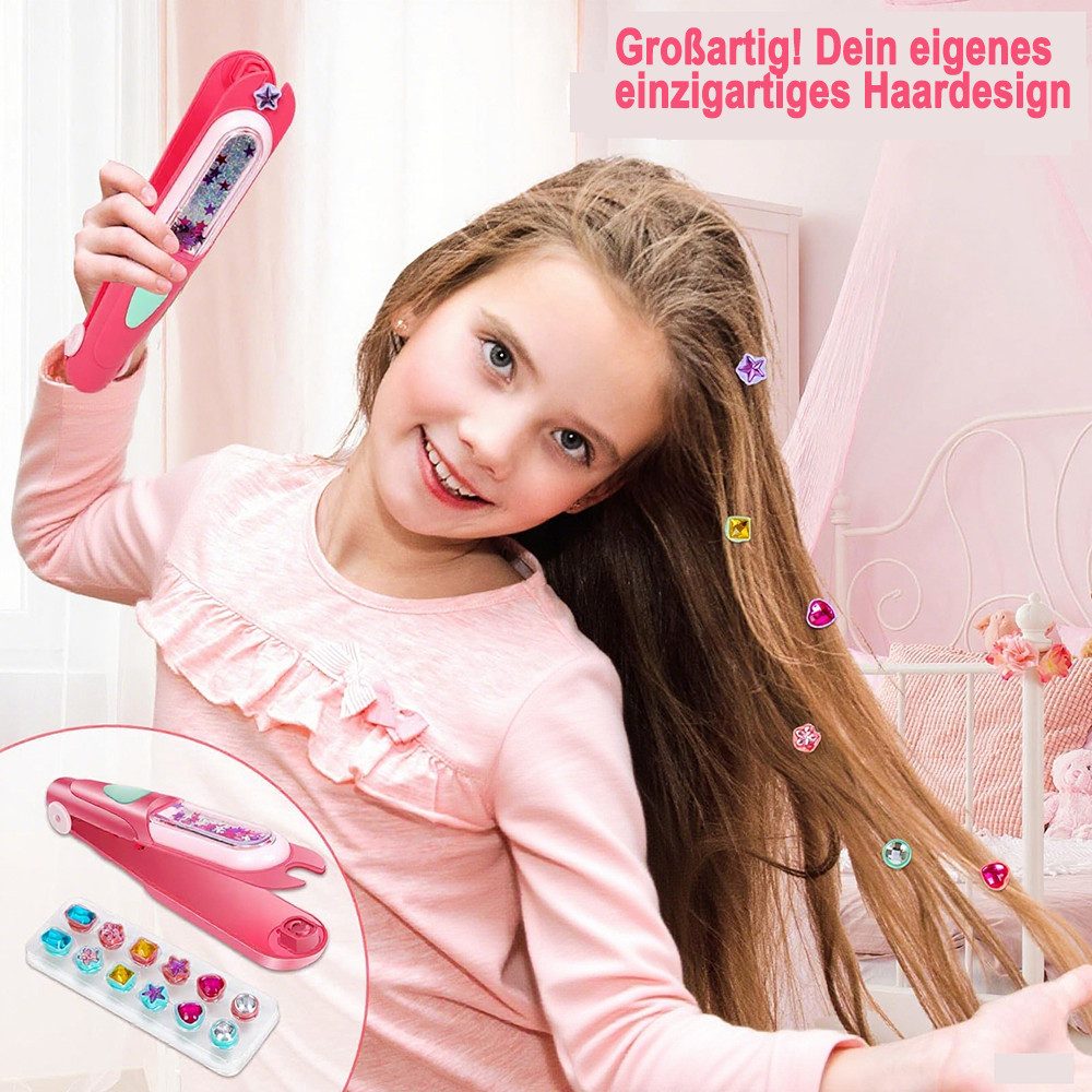 CLTYQ Kreativset Gems Siegel Kit für Haare, glänzender Haarschmuck für Mädchen, wiederverwendbares Frisierwerkzeug, Geburtstagsgeschenke