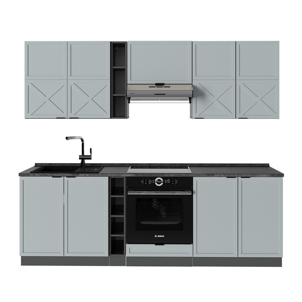 Vicco Küchenzeile Fame-Line, Hellblau-grau/Anthrazit/Anthrazit, 235 cm günstig online kaufen