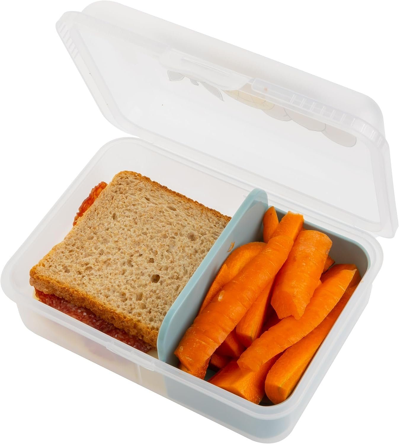 Centi Lunchbox Brotdose Kinder mit Fächern und mit Trenneinleger, Kunststoff, (Set, 2-tlg., 7x18x13 cm), Brotzeitbox mit Klickverschluss