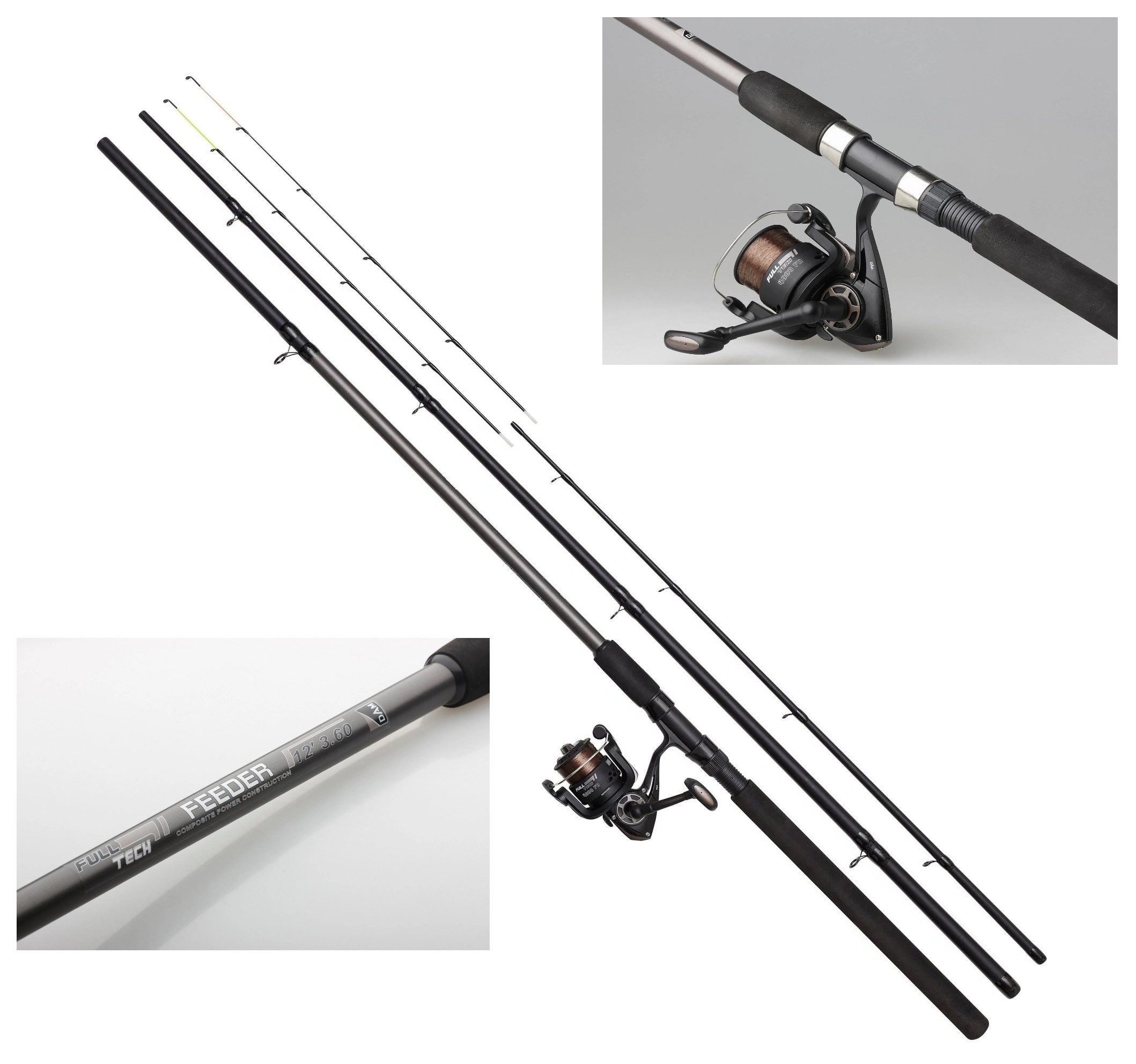 DAM Fishing Feederrute DAM SET FULL TECH FEEDER COMBO - in 3 Größen wählbar - Karpfenset, Modernes Design mit verschiedenen Spitzen