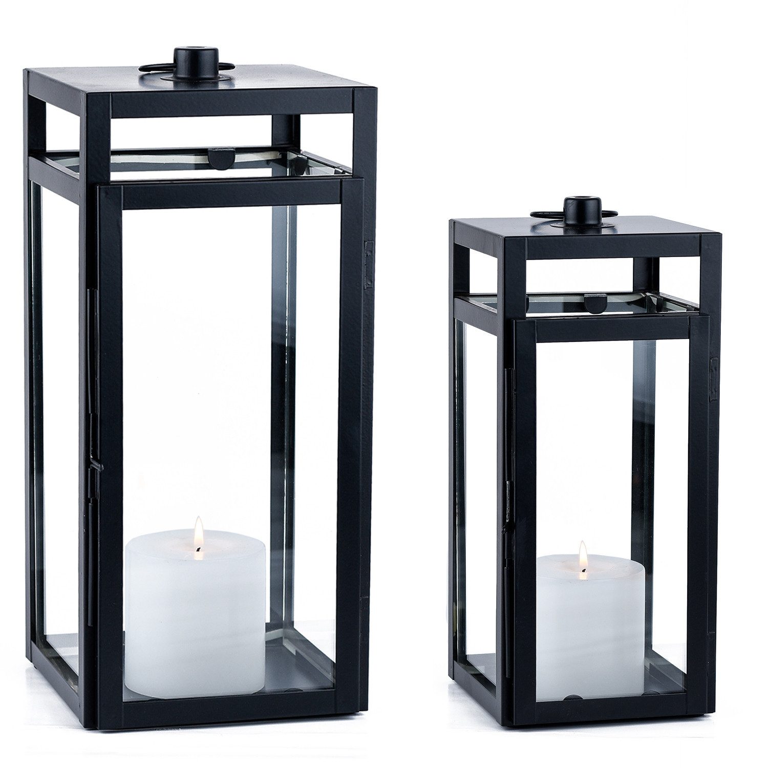 Marrakesch Orient & Mediterran Interior Kerzenlaterne 2er Set Skandinavisches Gartenwindlicht Edvin modern aus Metall 35 cm (2 St), 2er Set