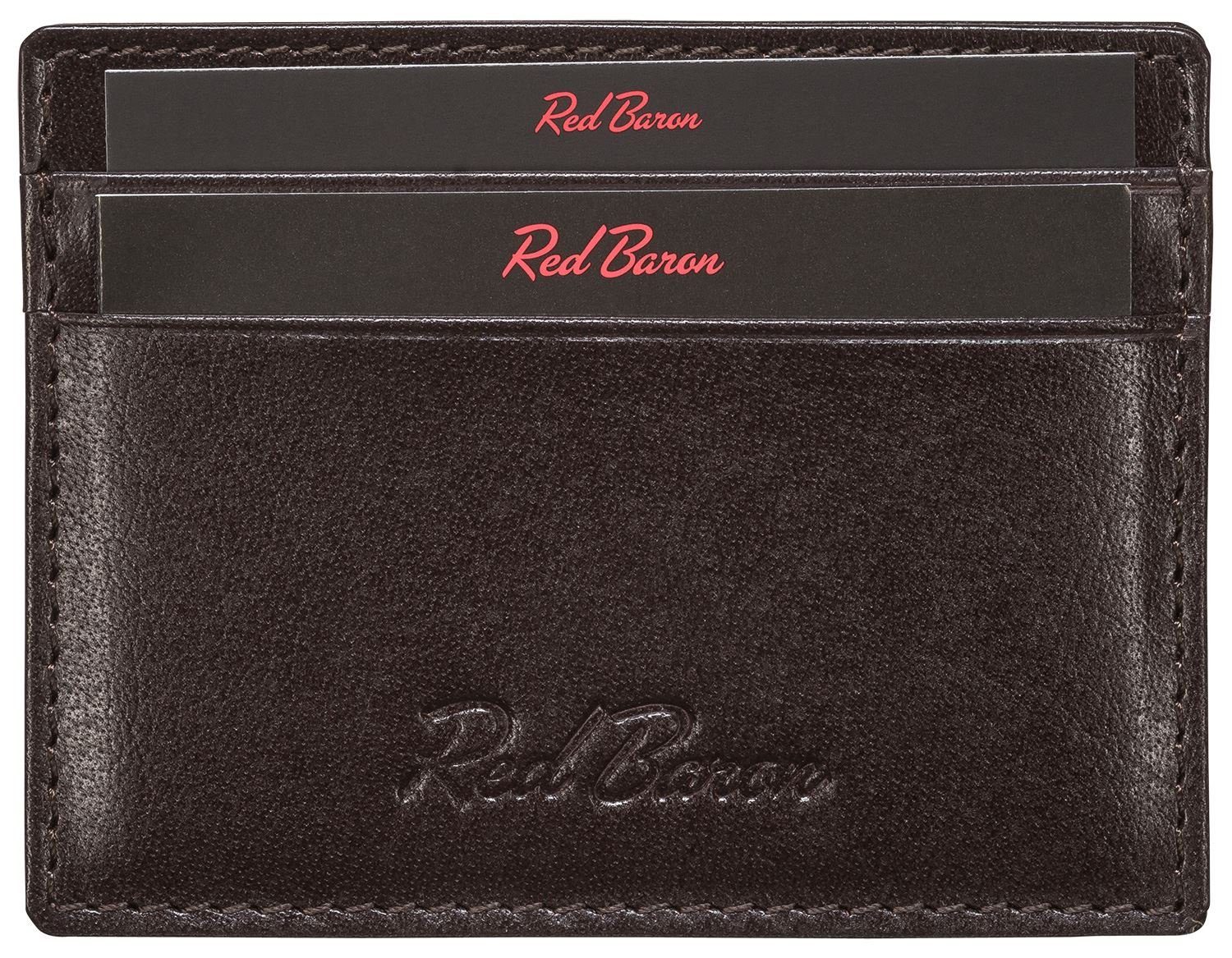 Red Baron Kartenetui RB-WT-001-04, 4 Leder, Kreditkartenfächer, schlicht, einfach