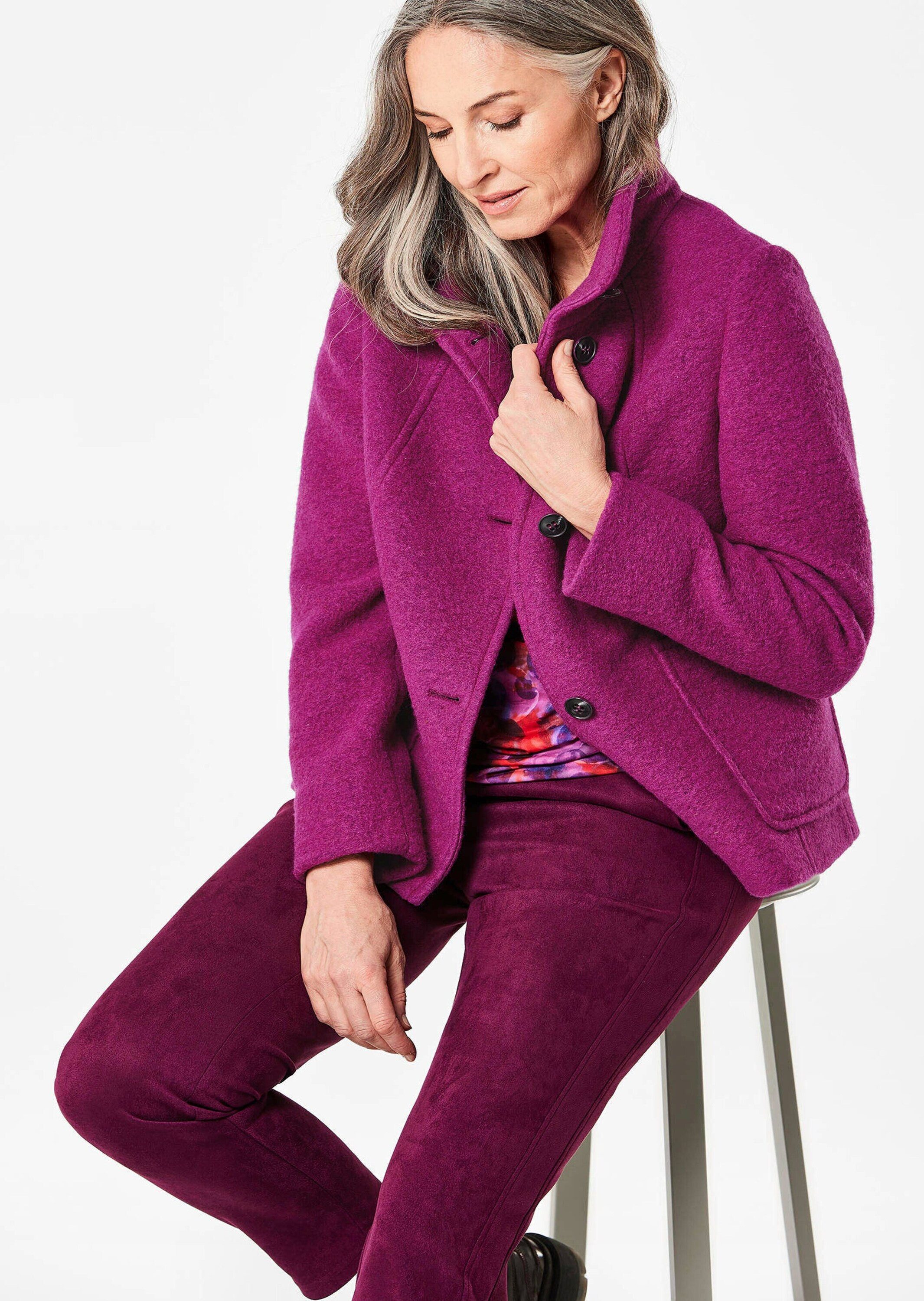 GOLDNER Wolljacke Elegante Kurzjacke mit Stehkragen Businessjacke mit Knopfverschluss, aufgesetzten Taschen und Langarm – Bild 4 von 5
