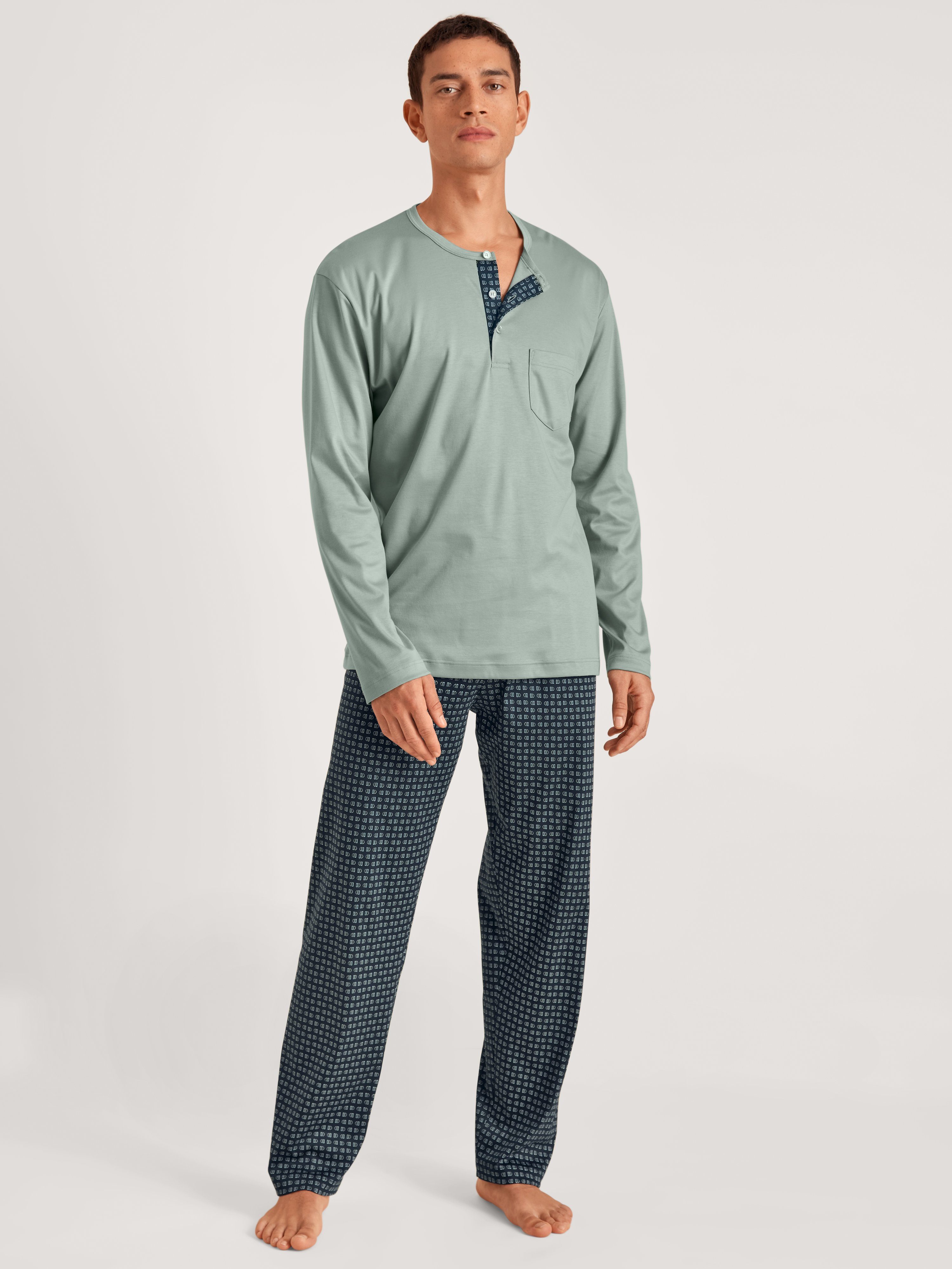 CALIDA Pyjama Calida Herrenpyjama (1 tlg., 48161 1 Stück, grey 1 Stück) slate