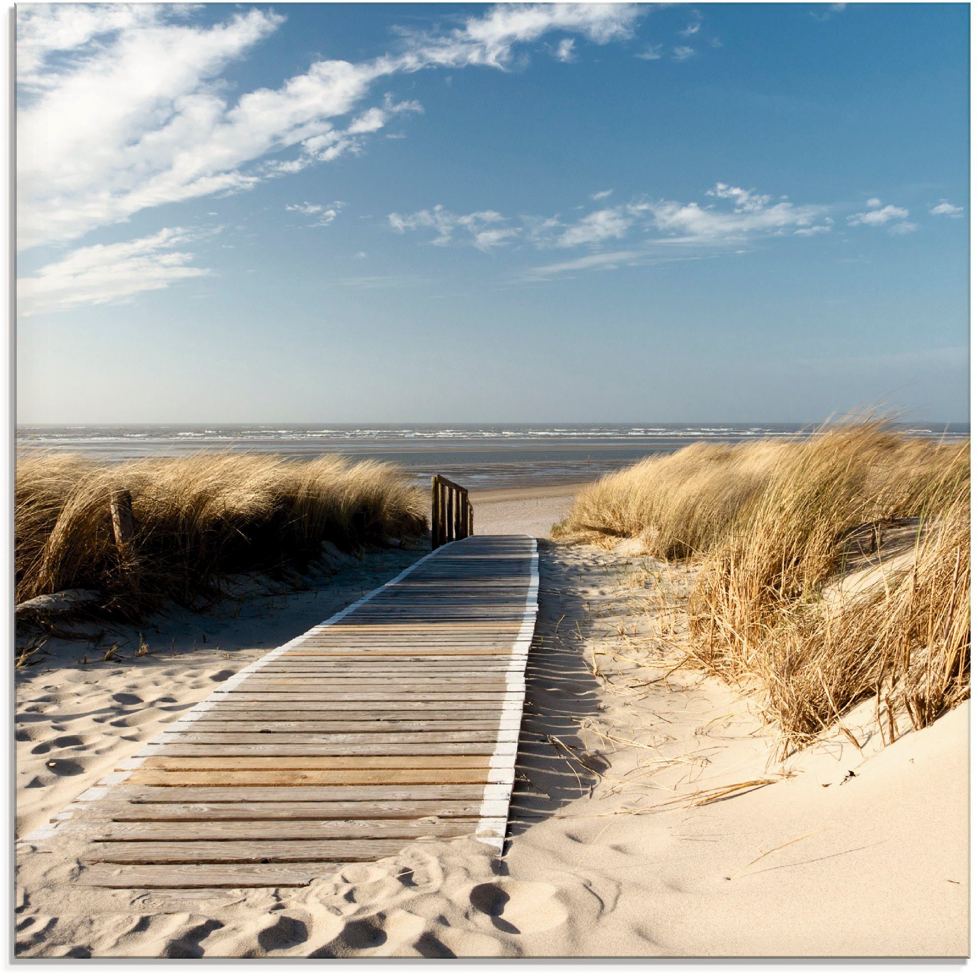 Artland Glasbild Nordseestrand auf Langeoog - Steg, Strand (1 St), in verschiedenen Größen