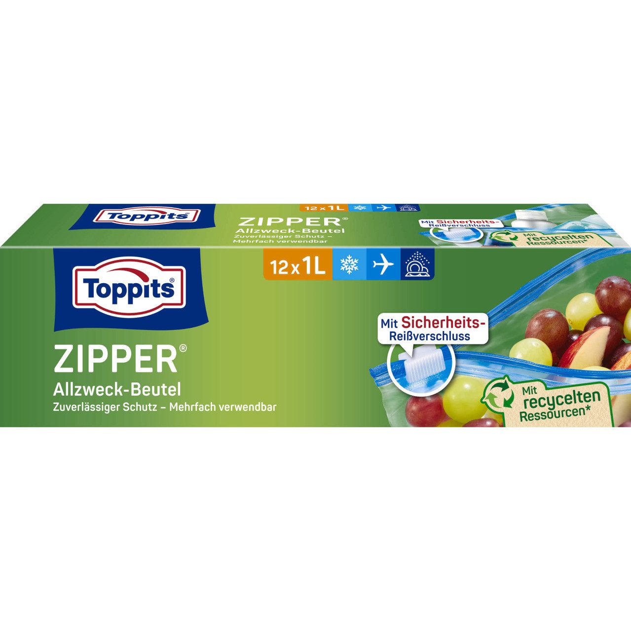 Toppits Gefrierbeutel Toppits Zipper® Allzweck-Beutel 1L 12 Stück