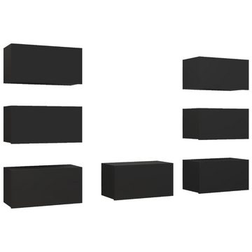 vidaXL TV-Schrank TV-Schränke 7 Stk. Schwarz 30,5x30x60 cm Holzwerkstoff (7-St)