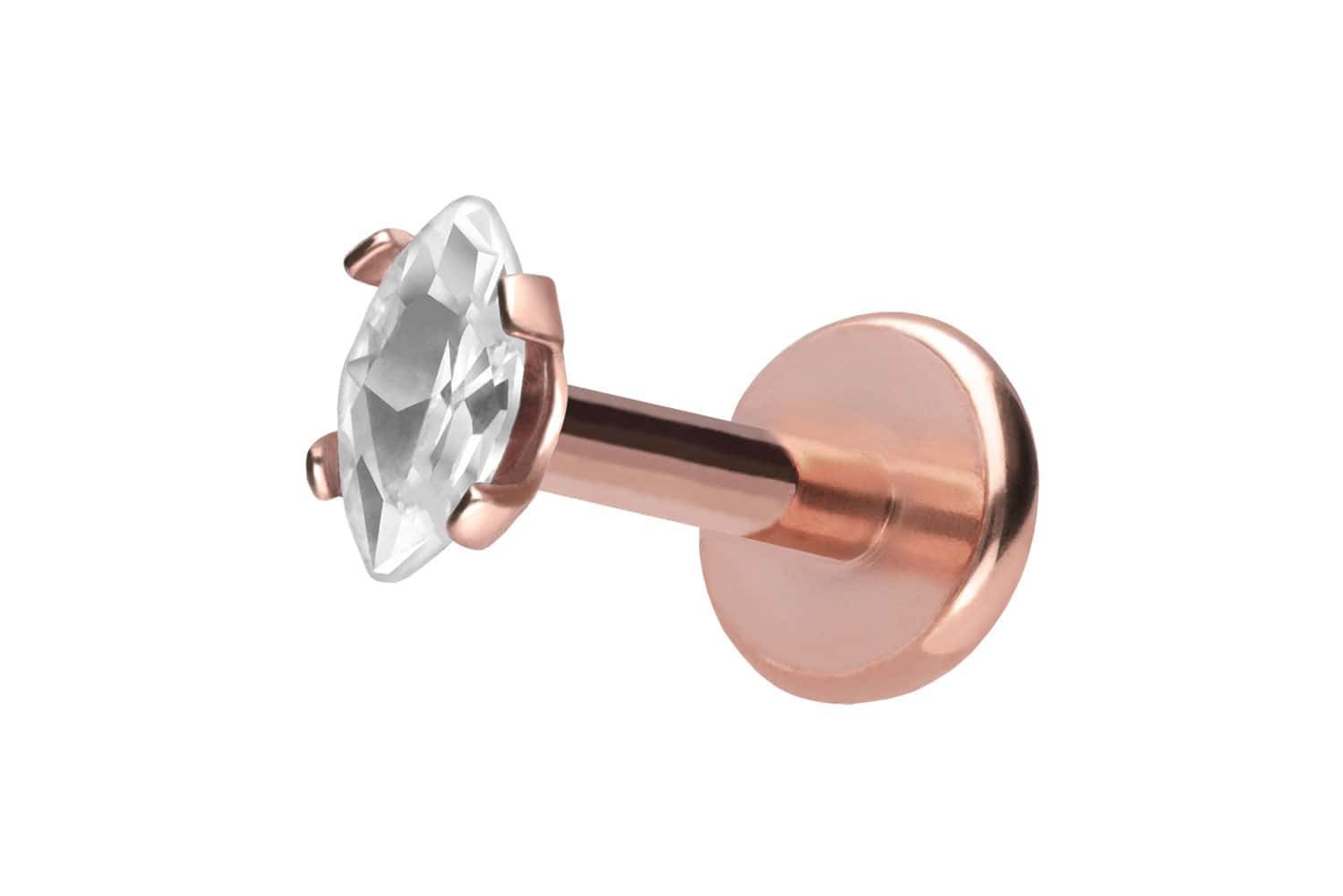 PIERCINGLINE Piercing-Set Titan Labret mit Push Fit EINGEFASSTER KRISTALLTROPFEN (Labrets, 1-tlg)