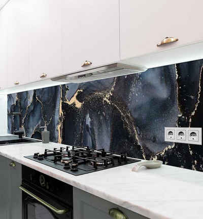 MyMaxxi Dekorationsfolie Küchenrückwand Marmor schwarz gold selbstklebend Spritzschutz Folie