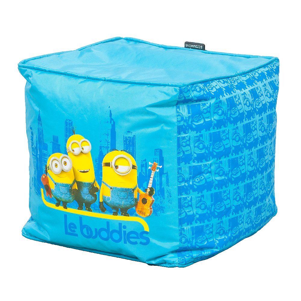 LebensWohnArt Sitzhocker Sitzwürfel LE BUDDIES Minions 40x40cm Hocker blau