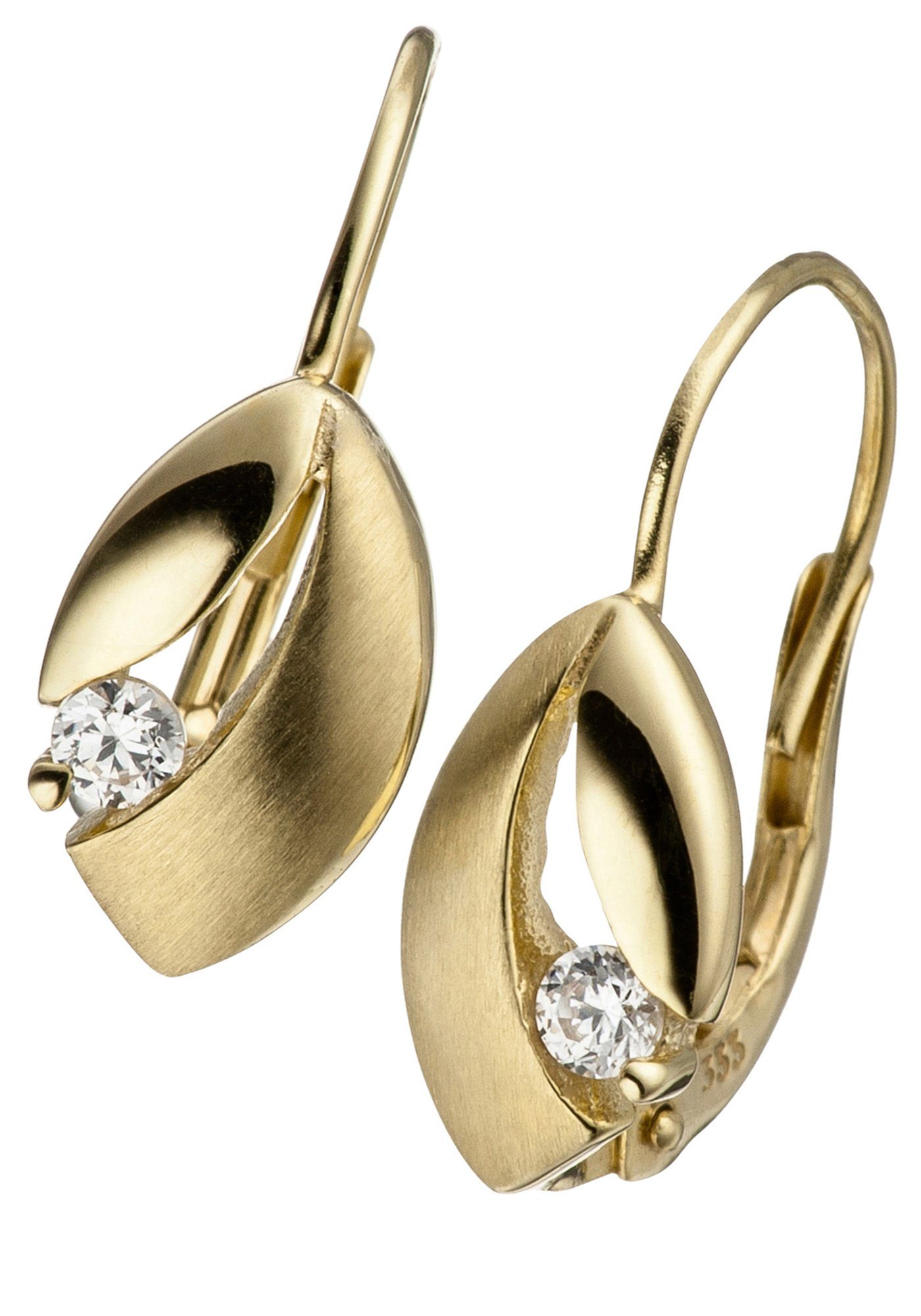 JOBO Paar Ohrhänger Ohrringe mit Zirkonia, 333 Gold