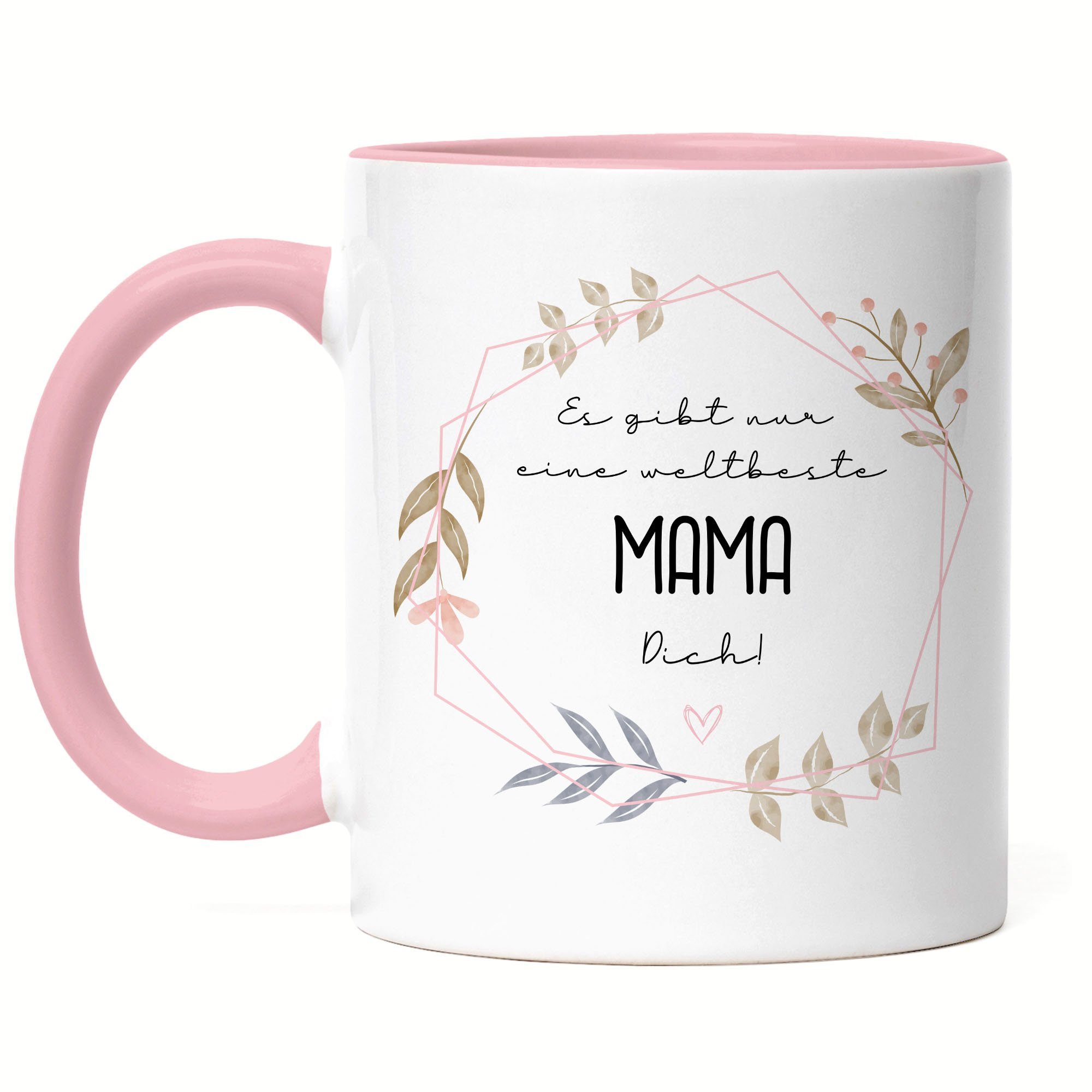 Hey!Print Tasse Es Gibt Nur Mama Rosa Geschenkidee, Motiv Eine Muttertag Keramik Dich Weltbeste Tasse Blumen
