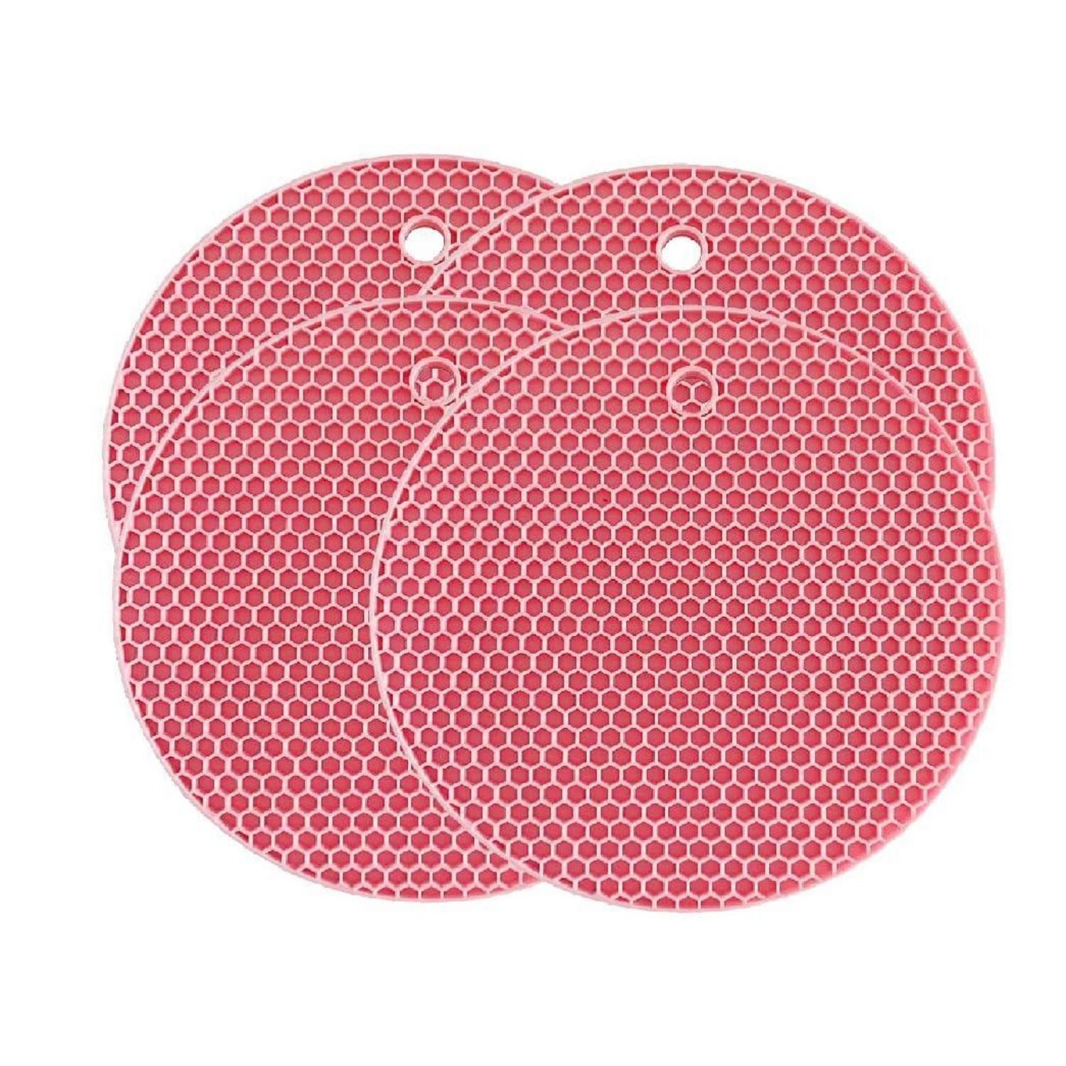 LuxusKollektion Topfuntersetzer Silikon Untersetzer 4er Set Rosa Ø 18cm, 4-tlg.
