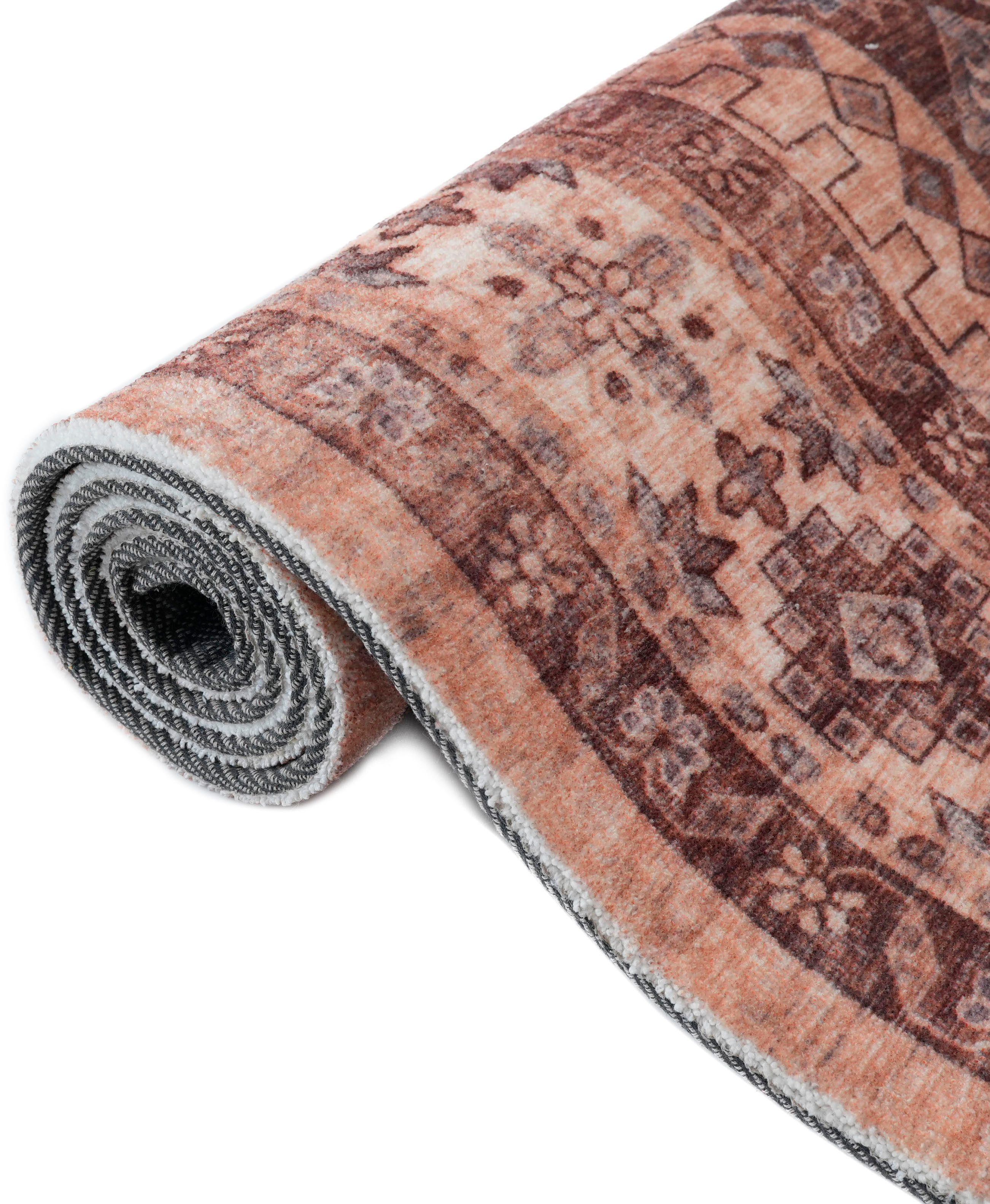 my home Teppich Abbas, Druckteppich, orientalisches Design, rechteckig, Höhe: 13 mm, Orient-Optik, Kurzflor, bedruckt, weich, Wohnzimmer, Schlafzimmer