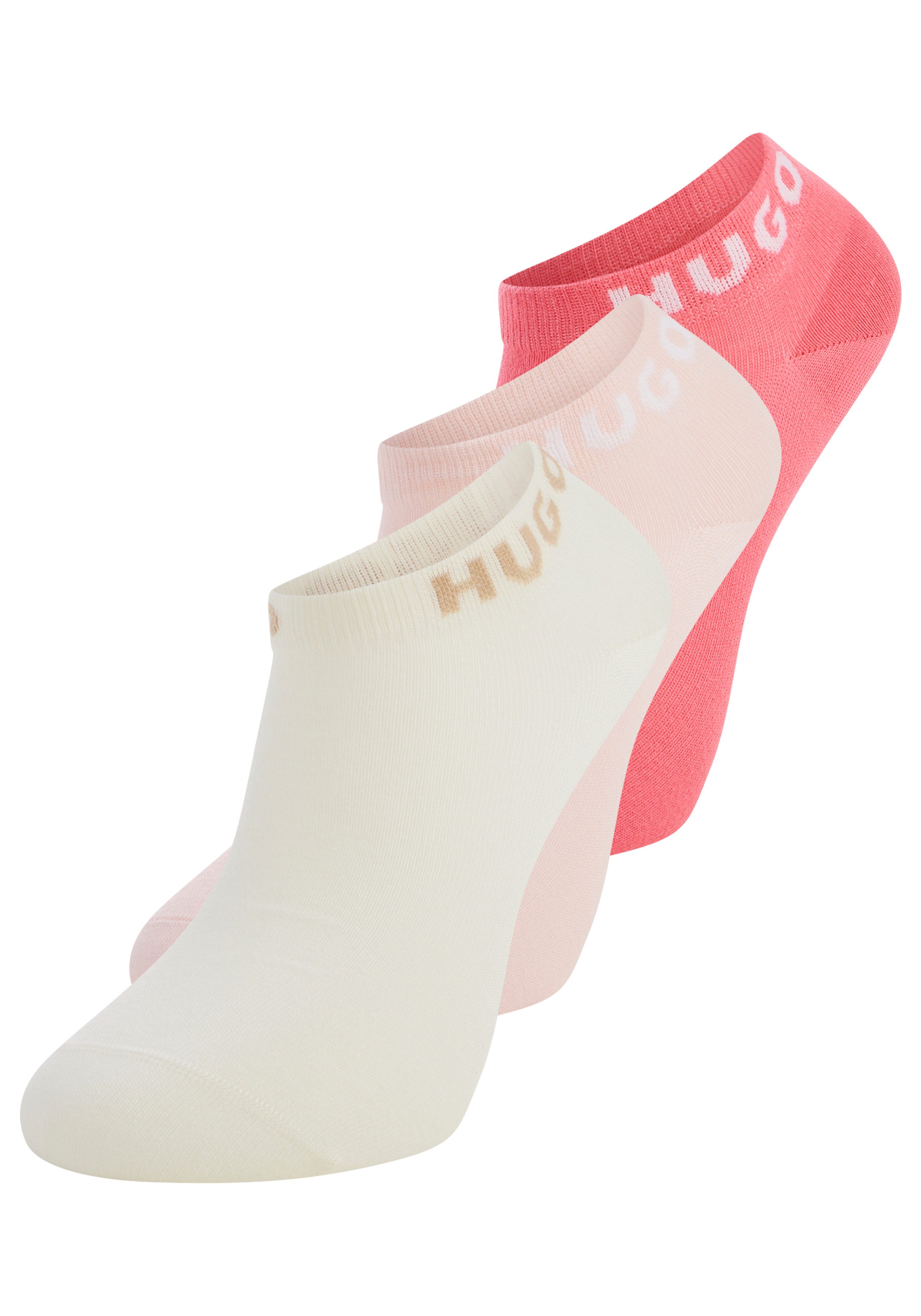 HUGO Socken 3P AS UNI CC W (Packung, 3-Paar, 3er) mit kontrastfarbenen Logoschriftzug