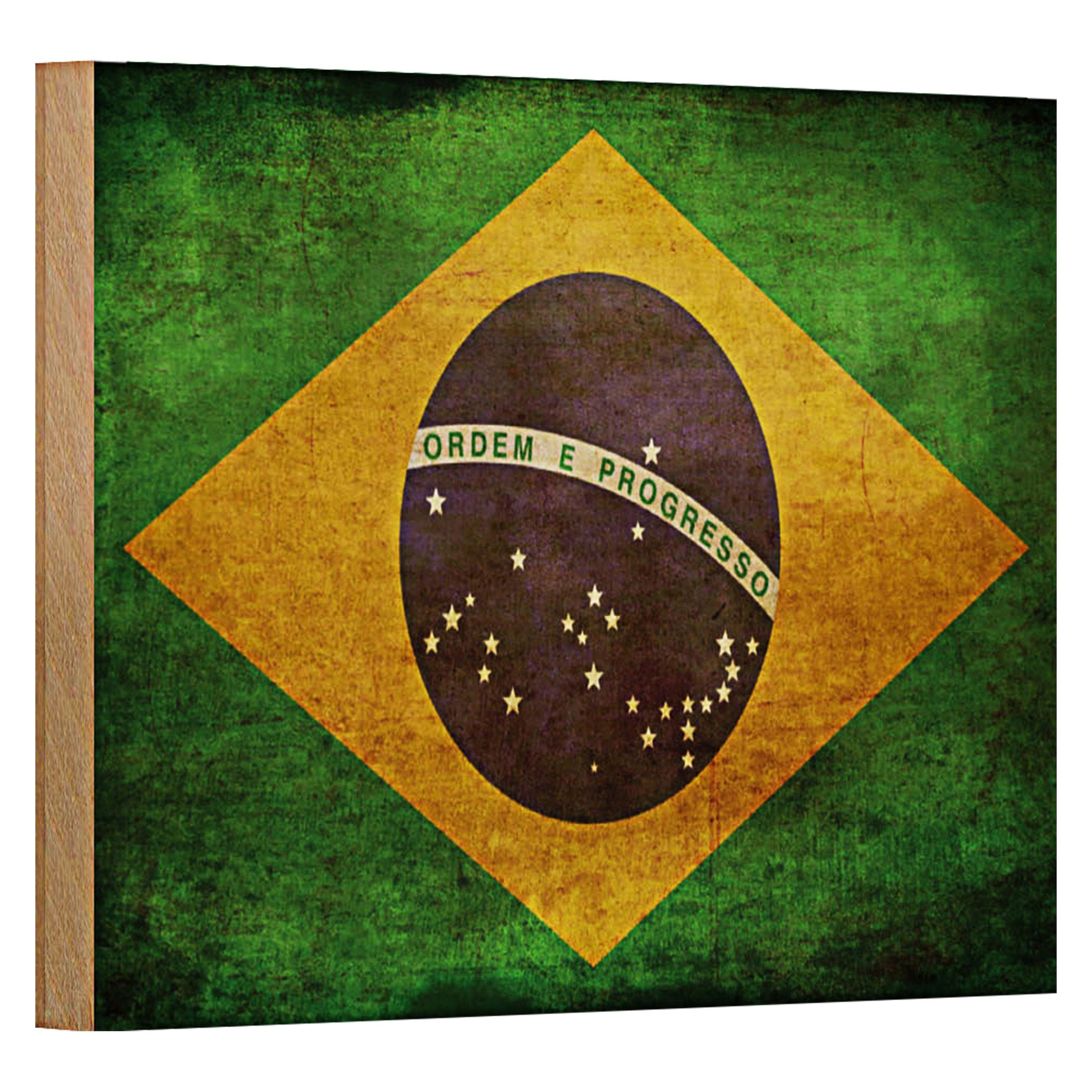 Roomando Holzbild Flagge 18x12cm Brasilien