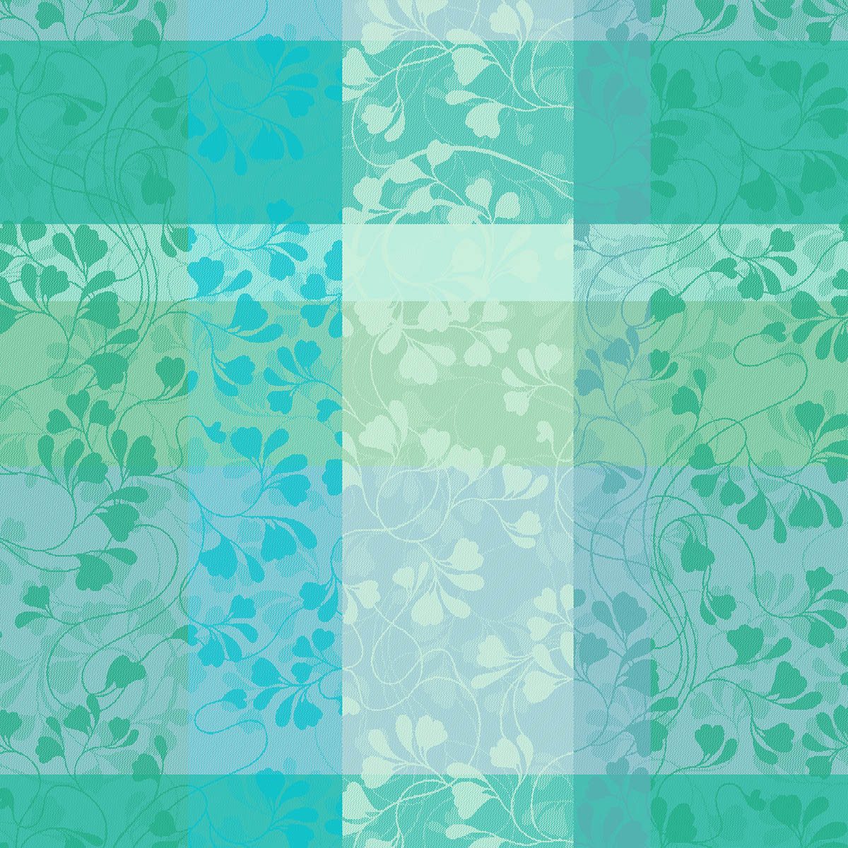 Garnier Thiebaut Stoffserviette Servietten (4x Set) Mille Feuillages Turquoise 55x55 cm, (4 St)